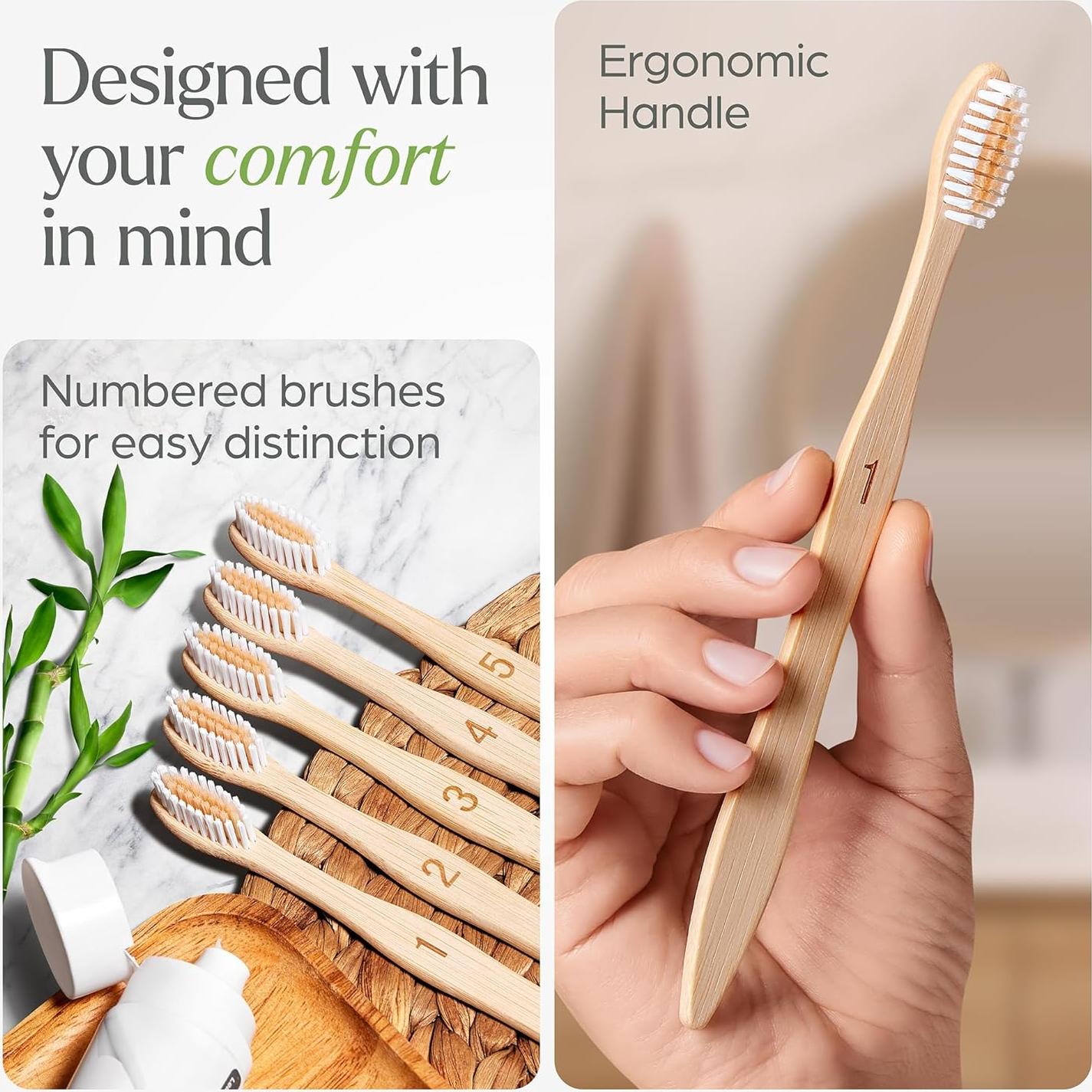 Cepillos de Dientes de Bambú VIVAGO - Paquete de 10 Unidades