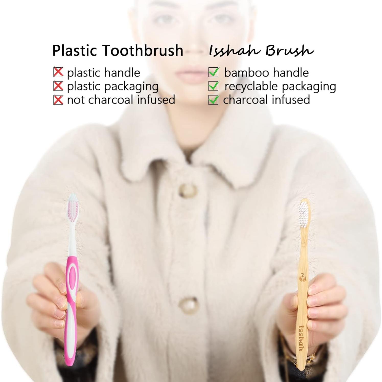 Cepillos de Dientes de Bambú Natural Isshah - Paquete de 12