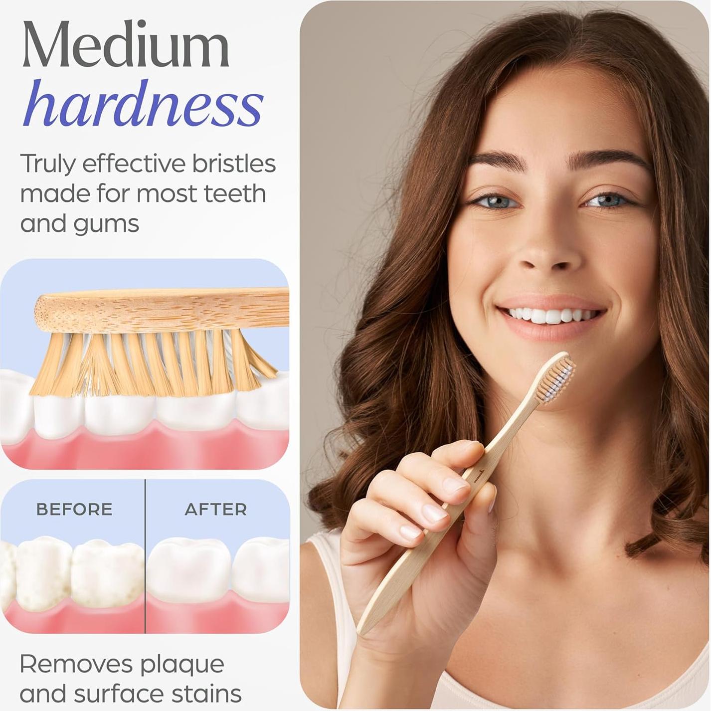 Cepillos de Dientes de Bambú VIVAGO Paquete de 10 Cerdas Medianas