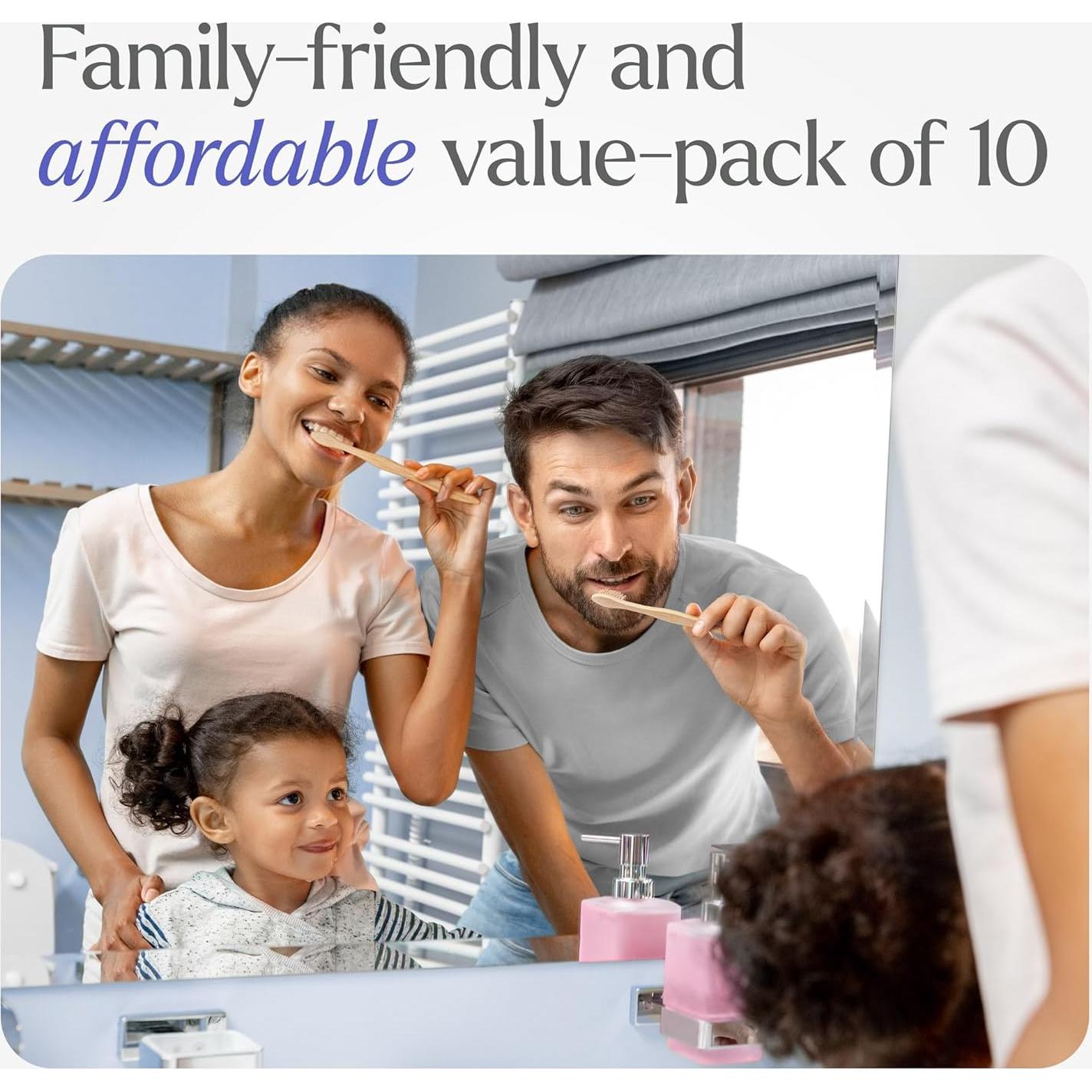 Cepillos de Dientes de Bambú VIVAGO Paquete de 10 Cerdas Medianas