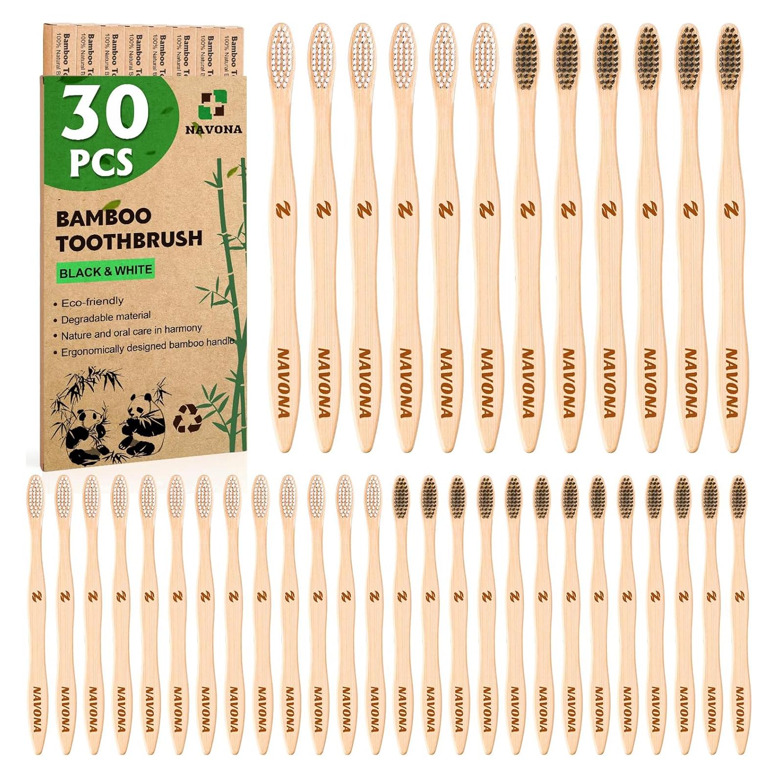 Paquete de 30 Cepillos de Dientes de Bambú Navona Ecológicos