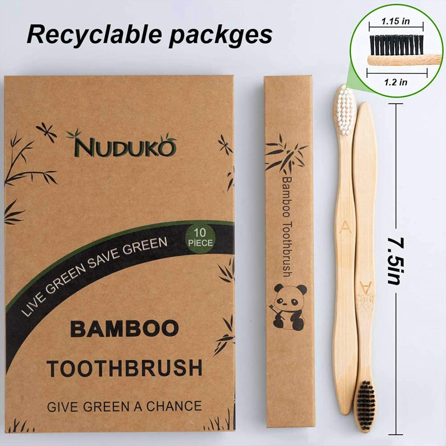 Cepillos de Dientes de Bambú Biodegradables Nuduko - 10 Piezas