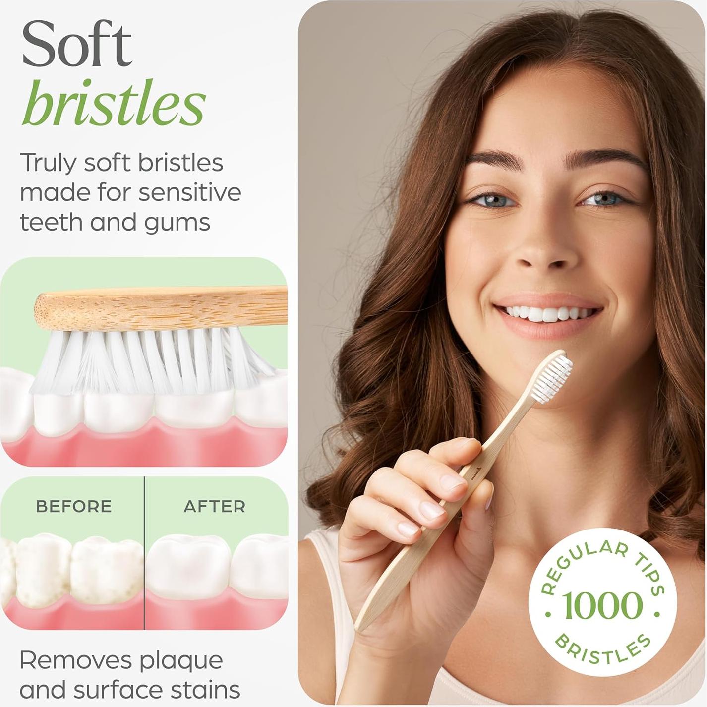 Cepillos de Dientes de Bambú VIVAGO 10 Unidades Cerdas Suaves