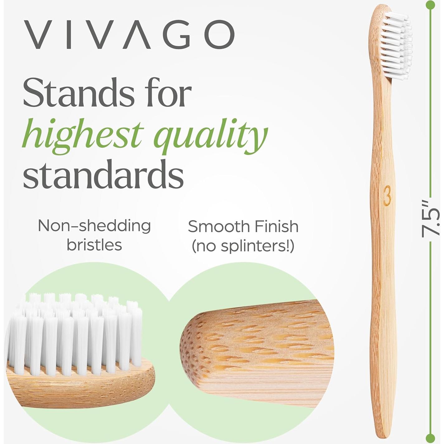 Cepillos de Dientes de Bambú VIVAGO 10 Unidades Cerdas Suaves