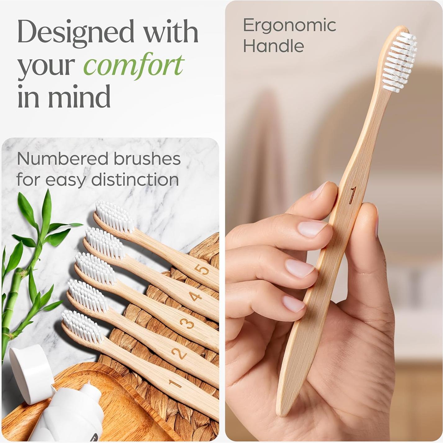 Cepillos de Dientes de Bambú VIVAGO 10 Unidades Cerdas Suaves