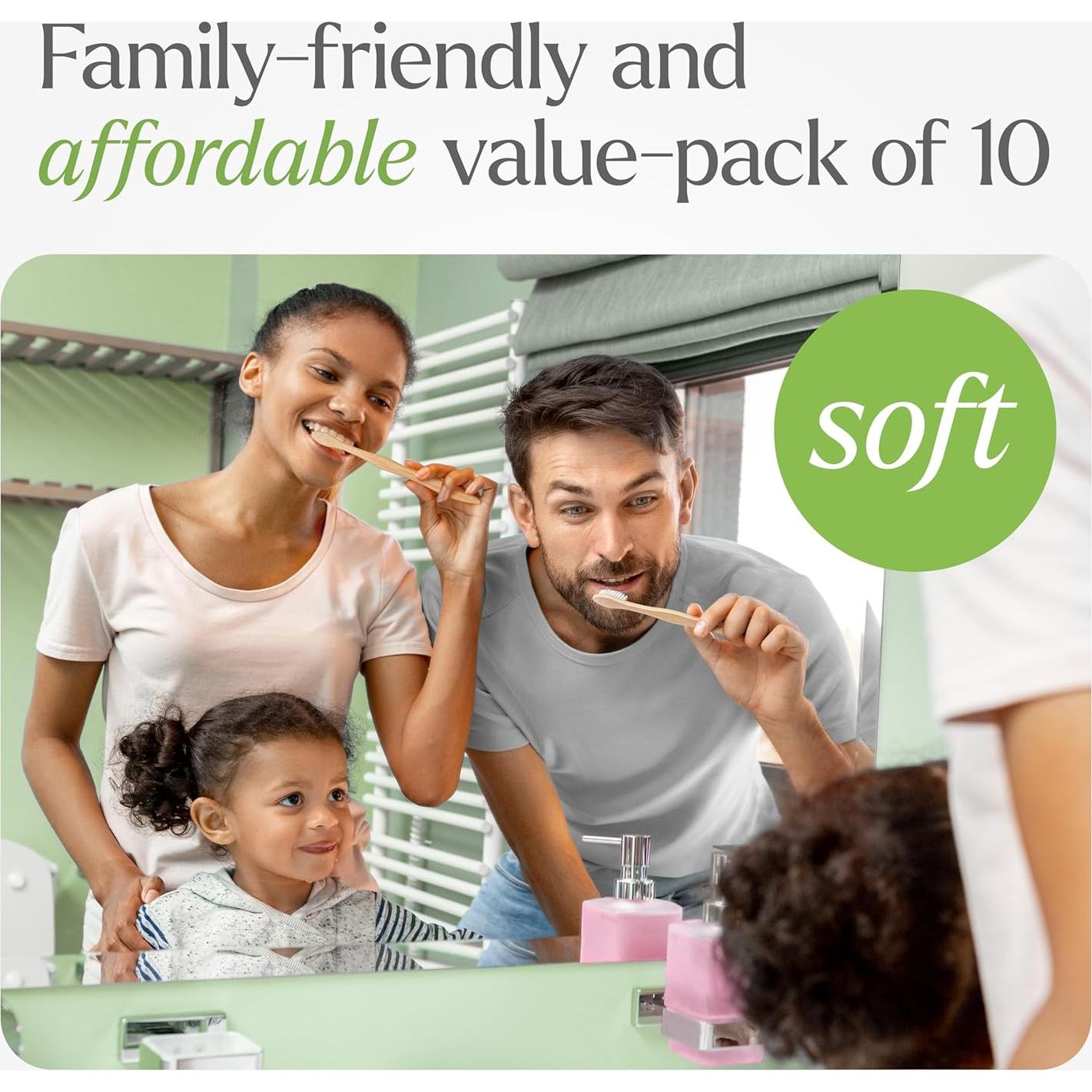 Cepillos de Dientes de Bambú VIVAGO 10 Unidades Cerdas Suaves