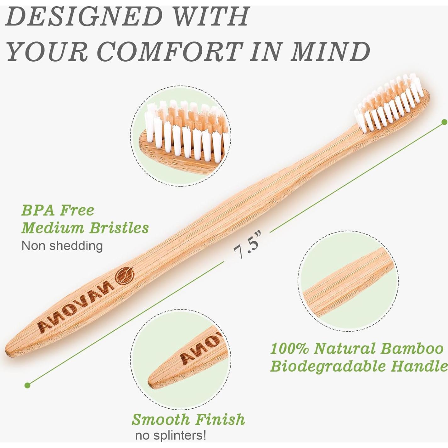 Paquete de 30 Cepillos de Dientes de Bambú Navona Ecológicos