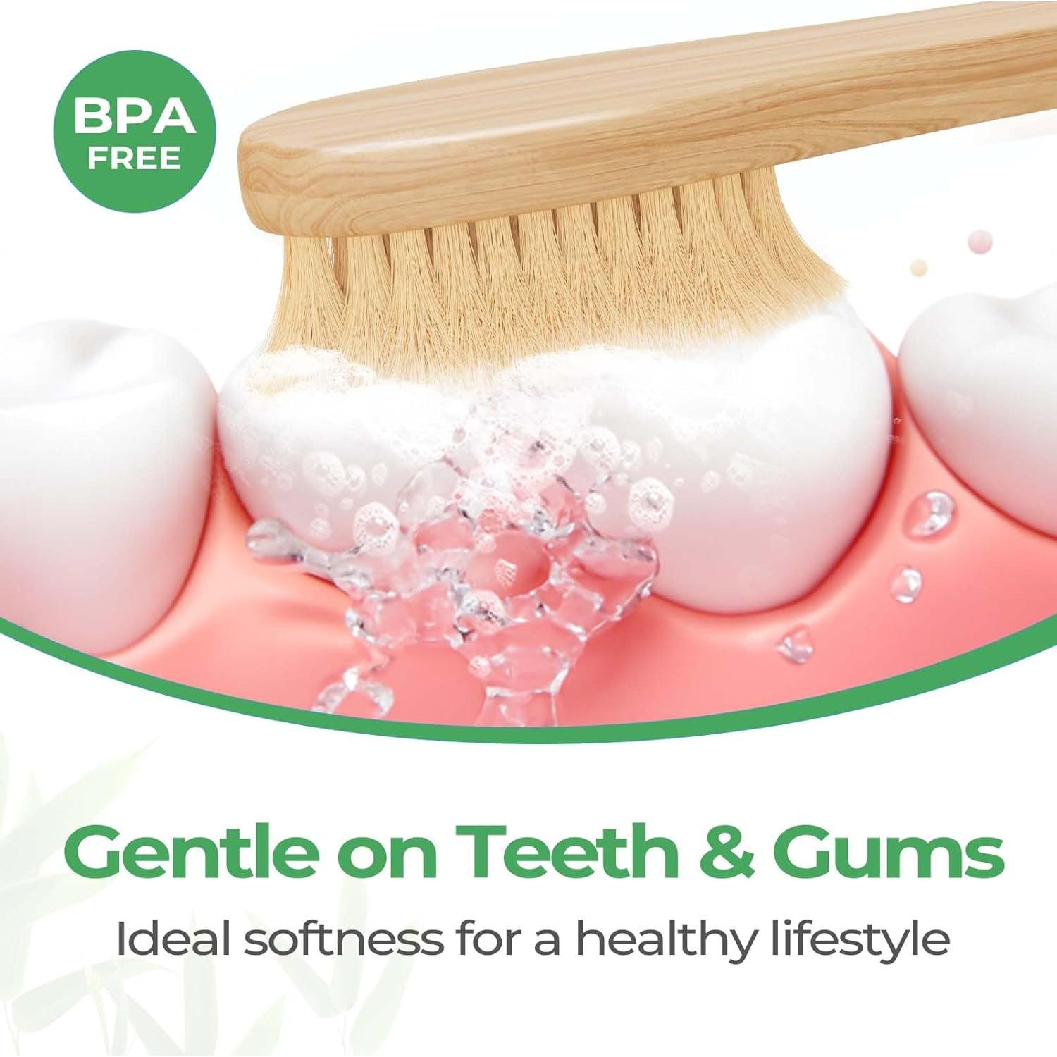 Cepillos de Dientes de Bambú GENKENT Paquete 12 Cerdas Suaves