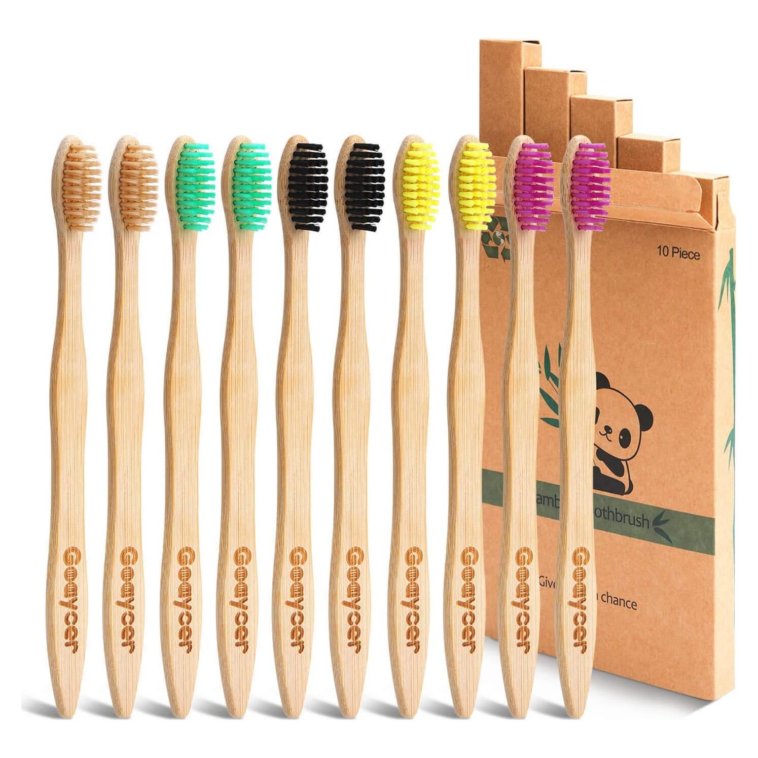 Cepillos de Dientes de Bambú Ecológicos Goaycer - Paquete de 10