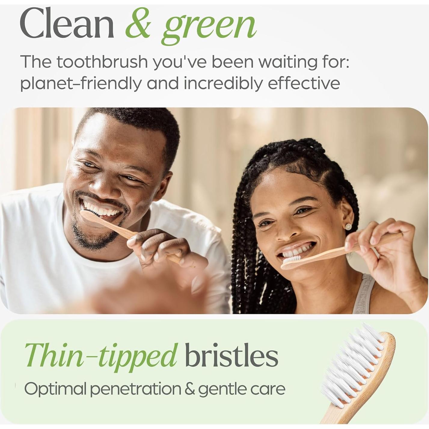 Cepillos de Dientes de Bambú VIVAGO Paquete de 10 Cerdas Suaves