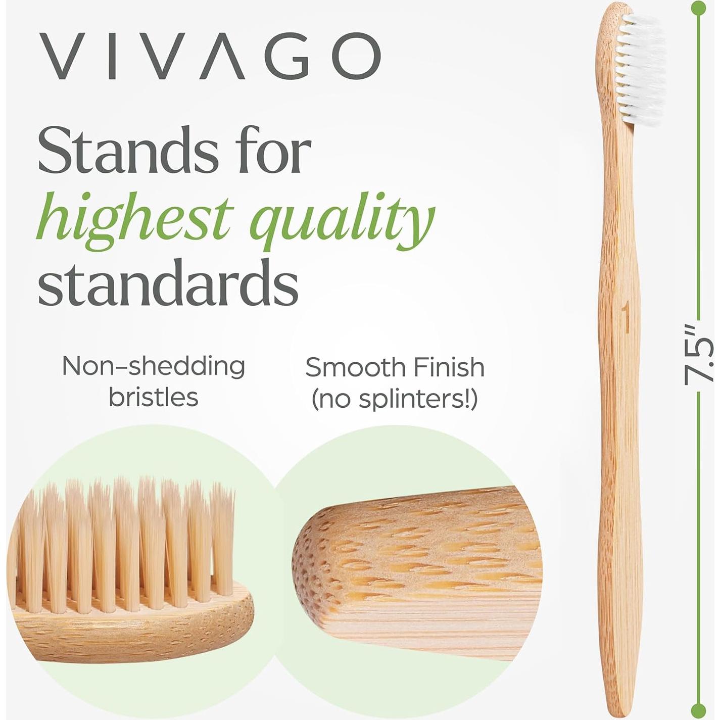 Cepillos de Dientes de Bambú VIVAGO Paquete de 10 Cerdas Suaves