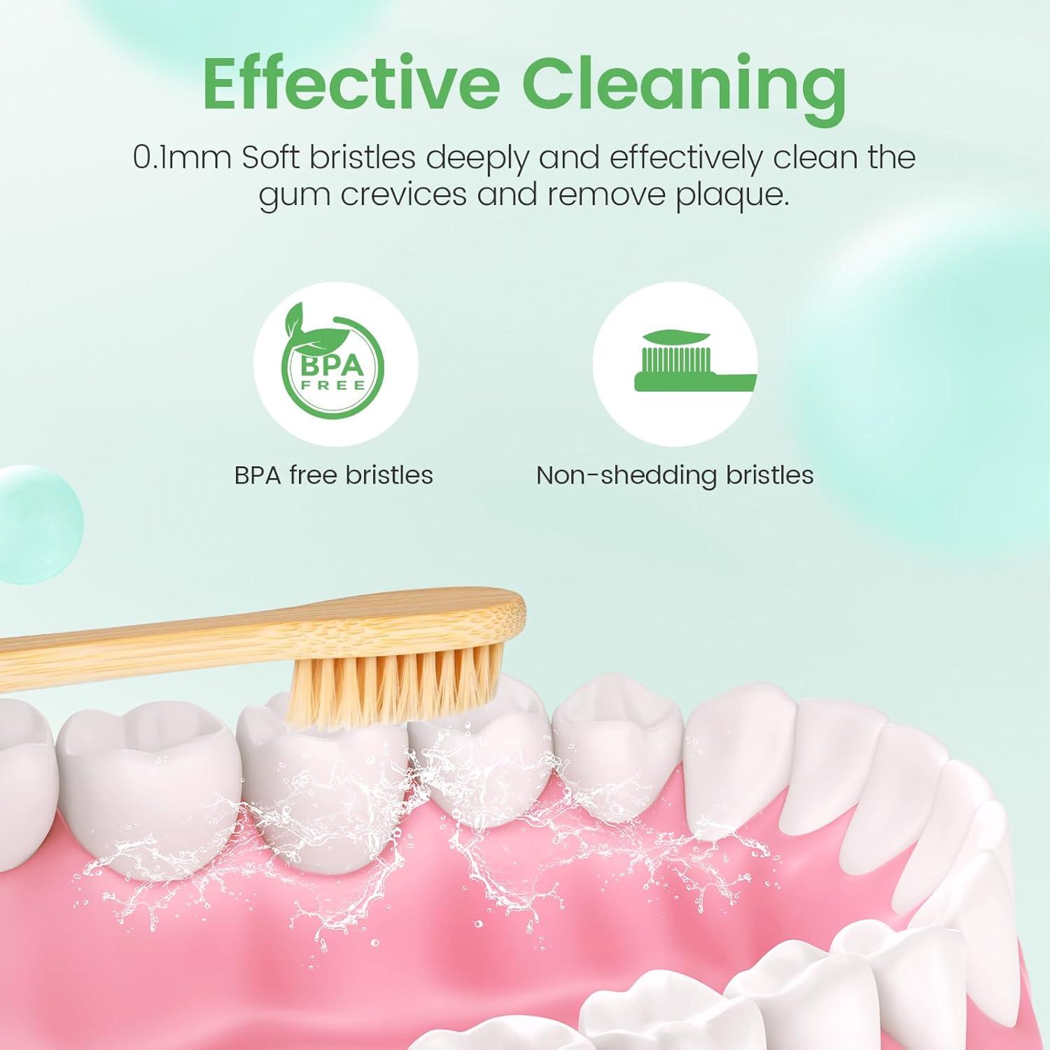 Cepillos de Dientes de Bambú Daletu Paquete de 10 Cerdas Suaves