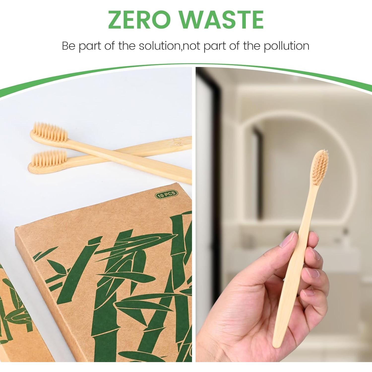 Cepillos de Dientes de Bambú Daletu Paquete de 10 Cerdas Suaves