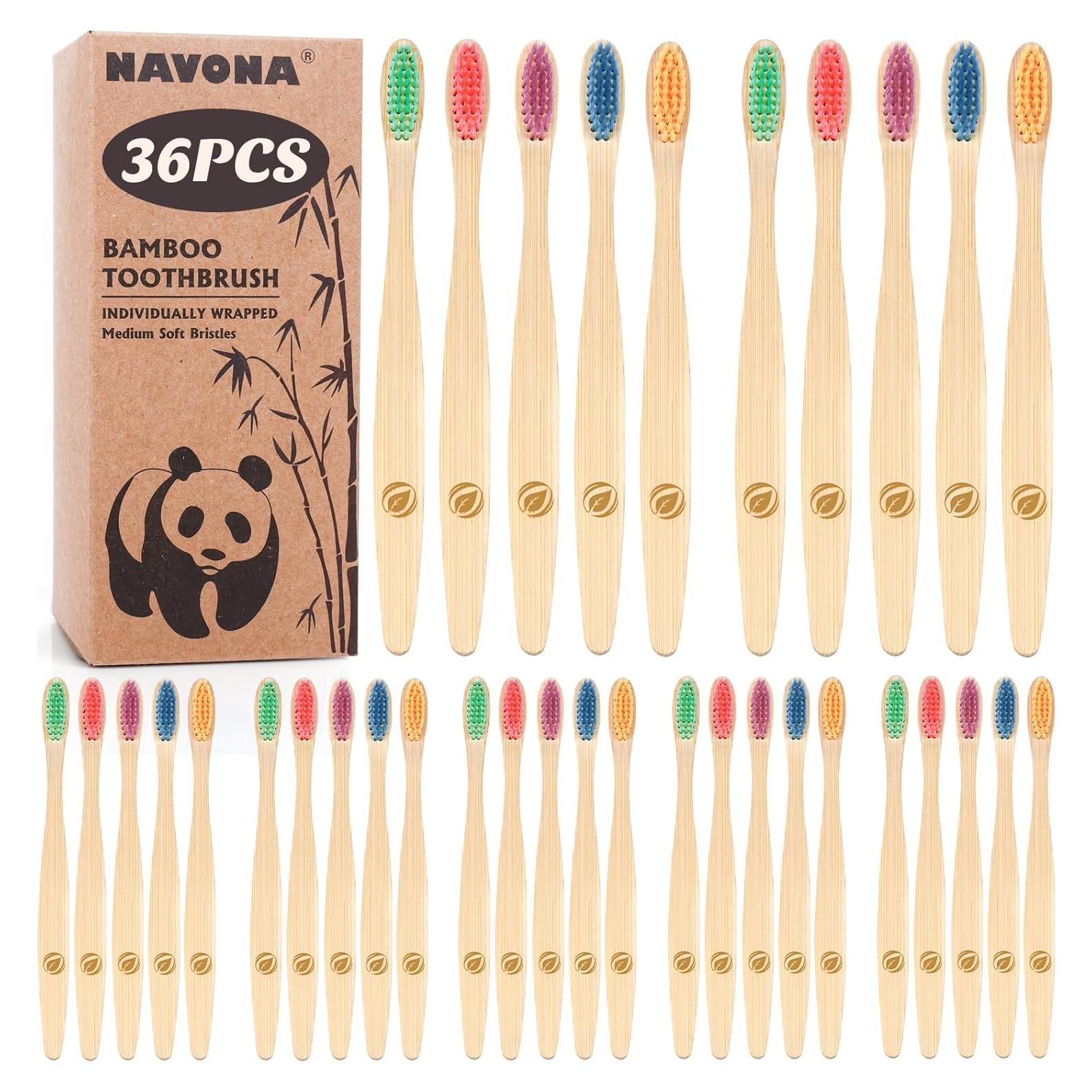 36 Cepillos de Dientes de Bambú Navona Ecológicos para Niños