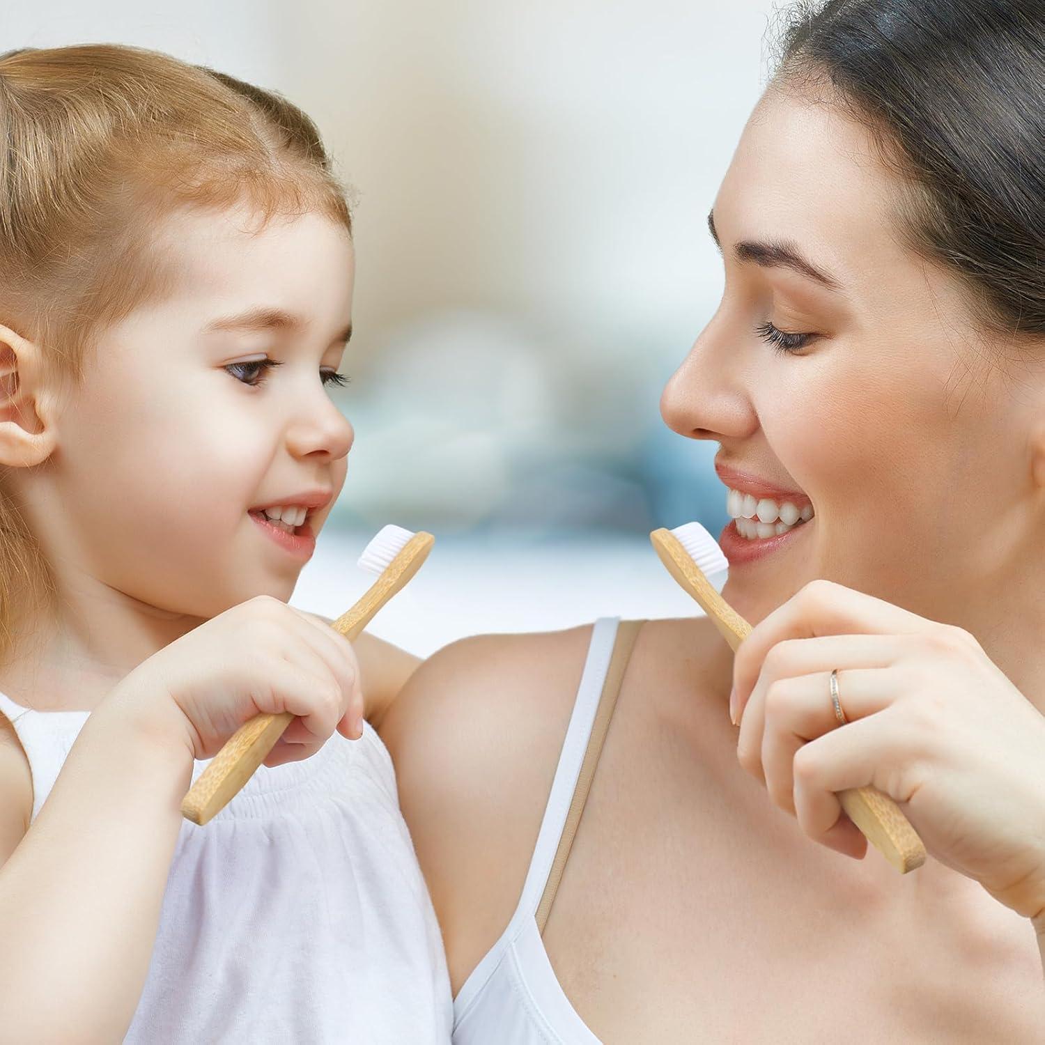 100 Cepillos de Dientes Desechables Sliner Prepasta Bambú