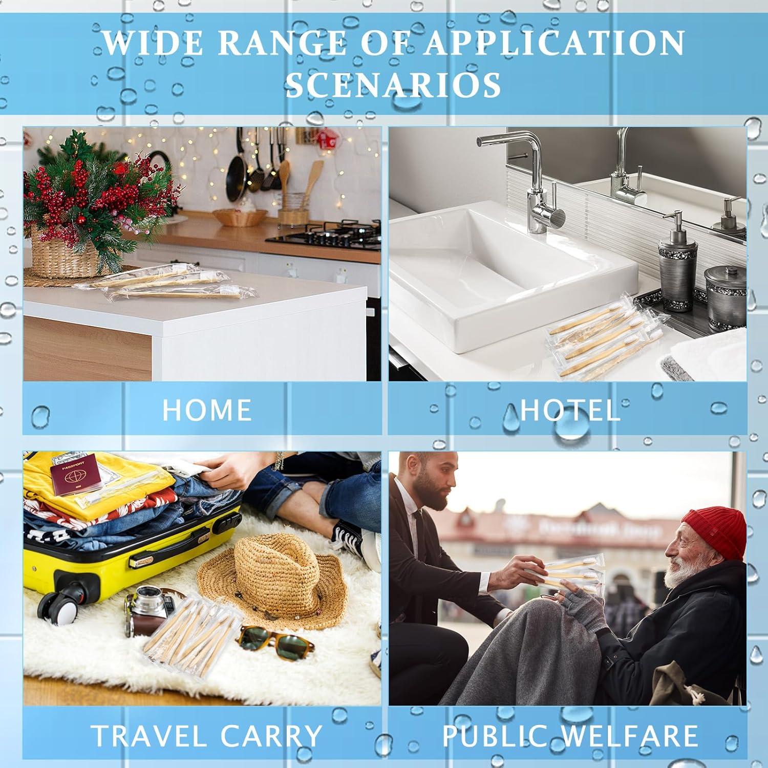 100 Cepillos de Dientes Desechables Sliner Prepasta Bambú