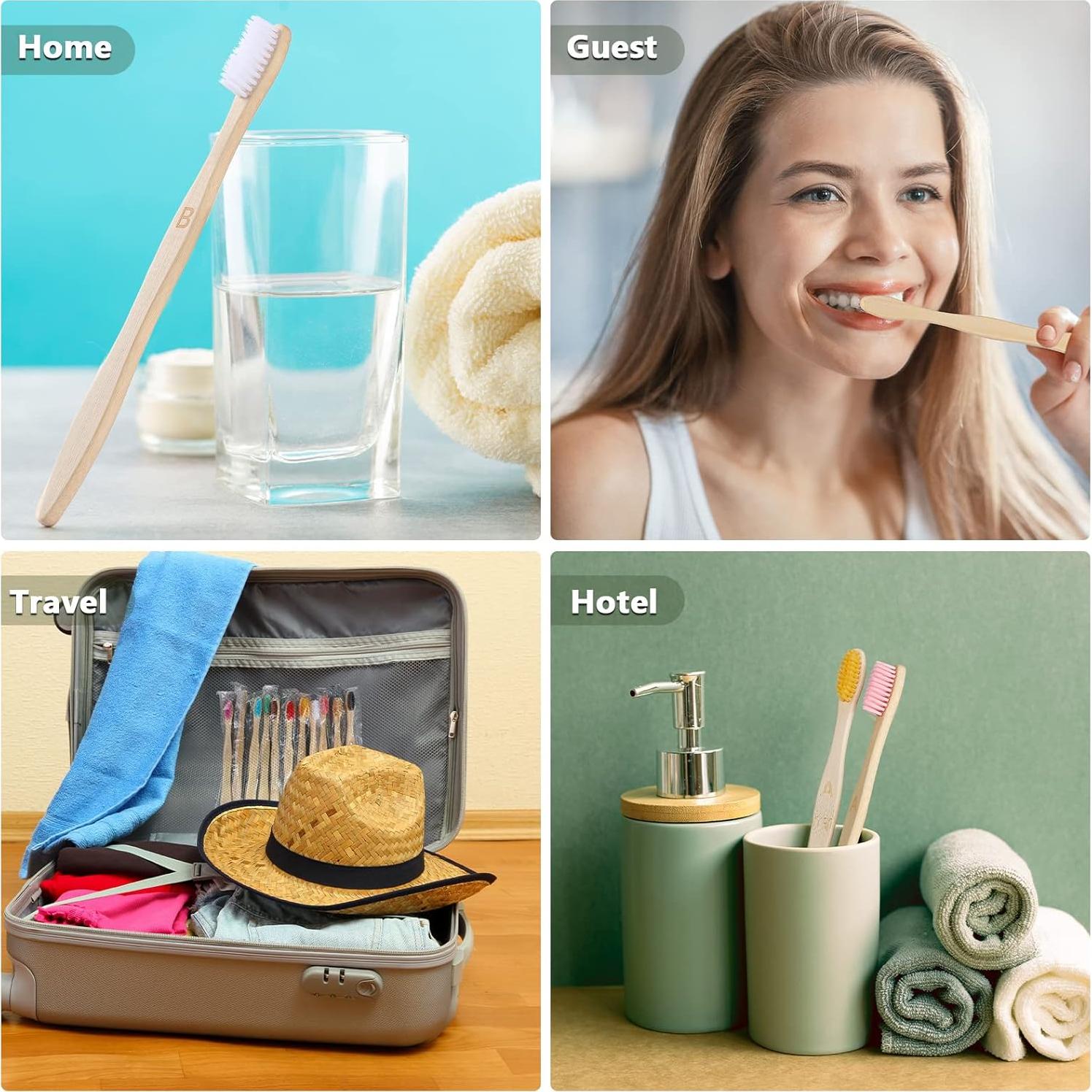 Cepillos de Dientes de Bambú Sieral - 120 Piezas Suaves 19cm