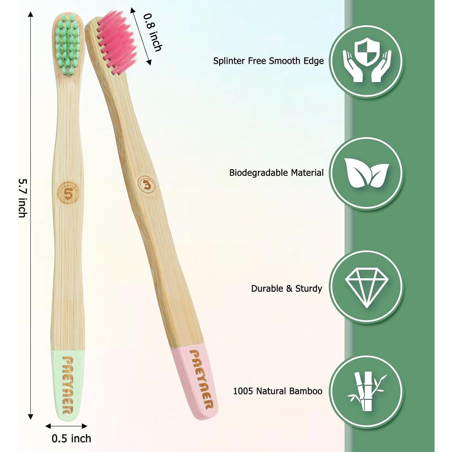 Paquete de 6 cepillos de dientes de bambú PAEYAER para niños