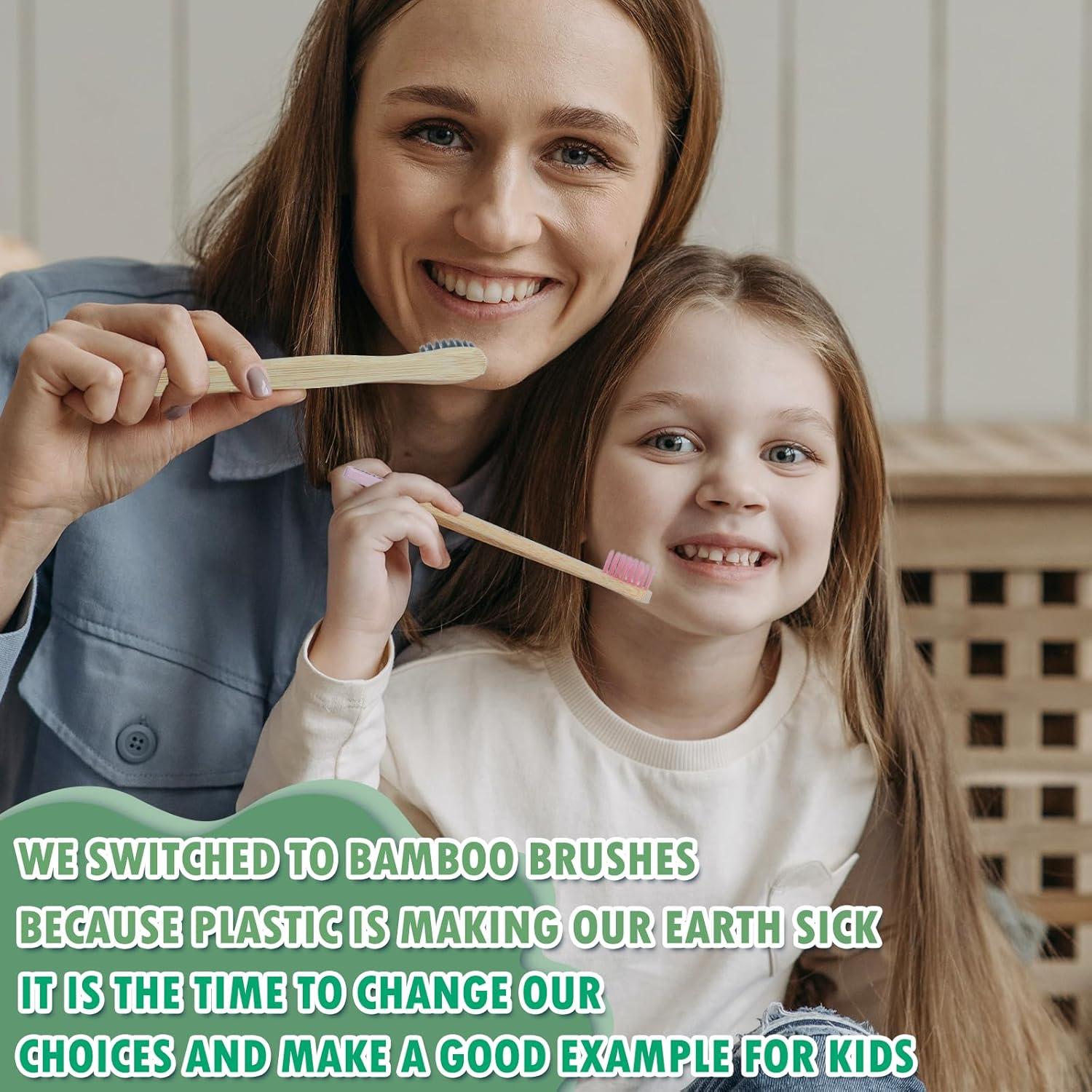 Paquete de 6 cepillos de dientes de bambú PAEYAER para niños