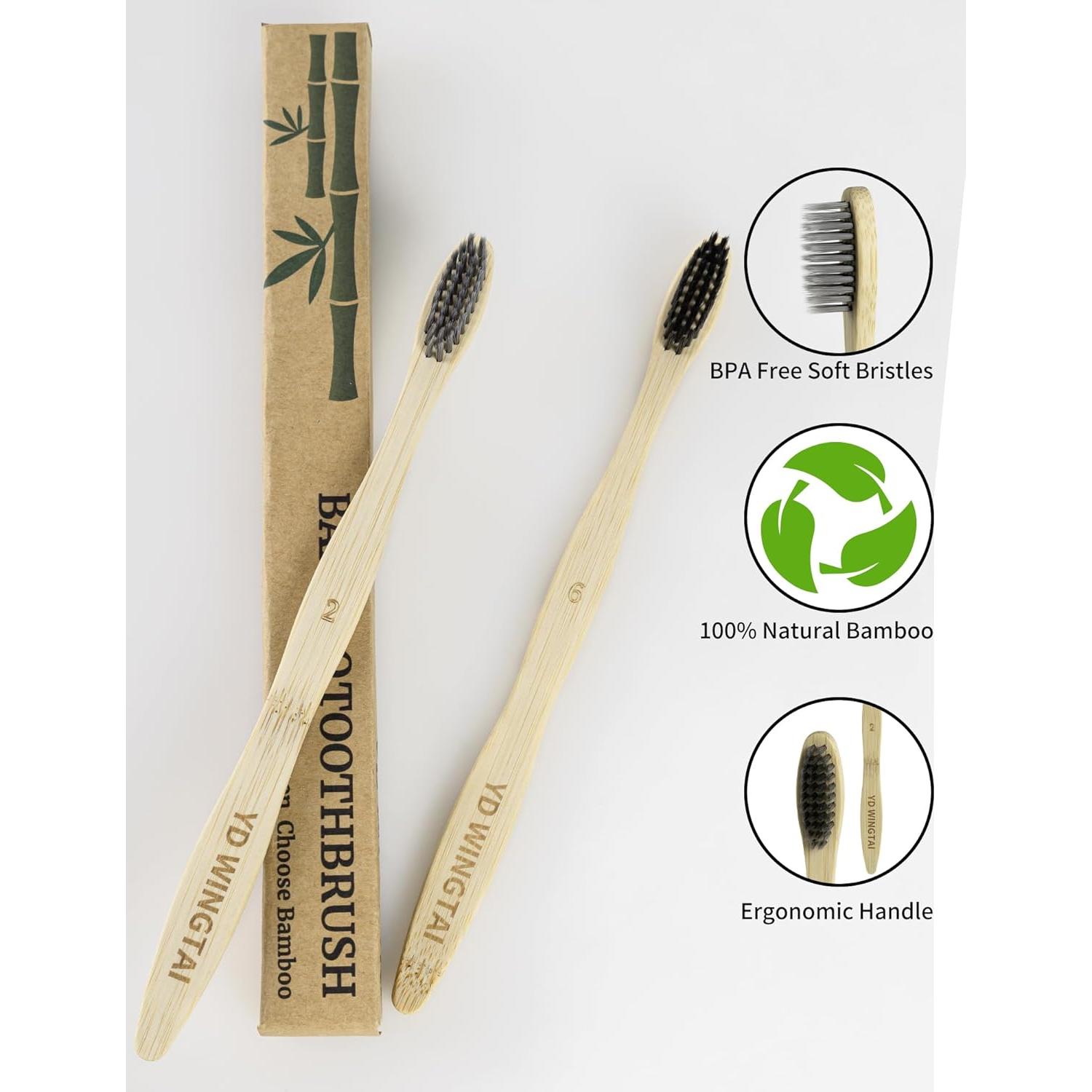 Cepillos de Dientes de Bambú Biodegradables YD WINGTAI - Paquete de 12