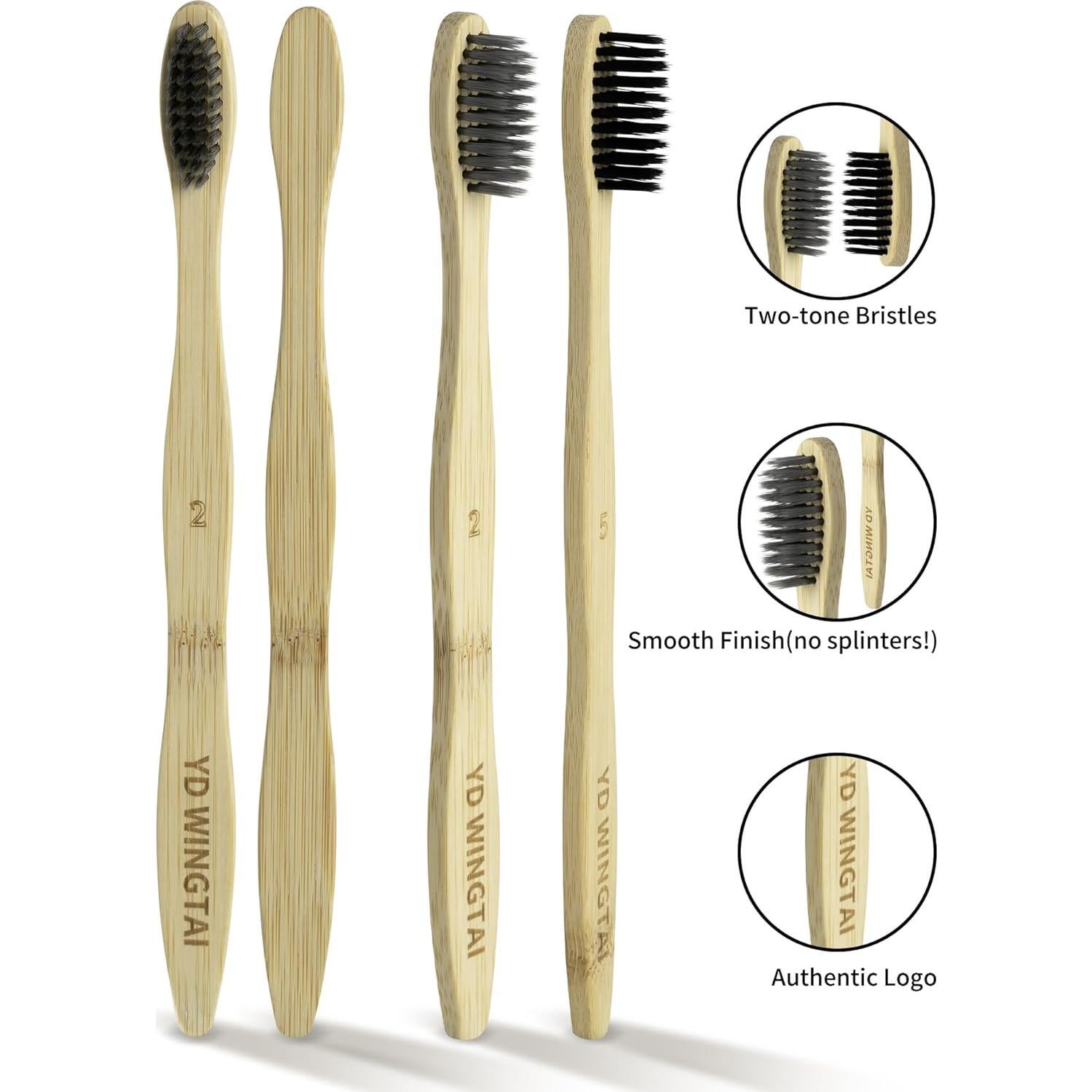 Cepillos de Dientes de Bambú Biodegradables YD WINGTAI - Paquete de 12