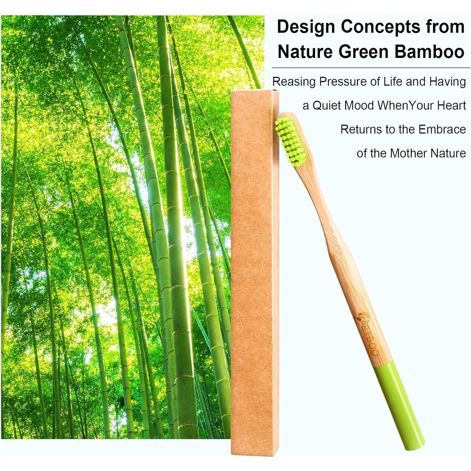 Cepillos de Dientes de Bambú ECOETBOO 10 Paquete Cerda Dura