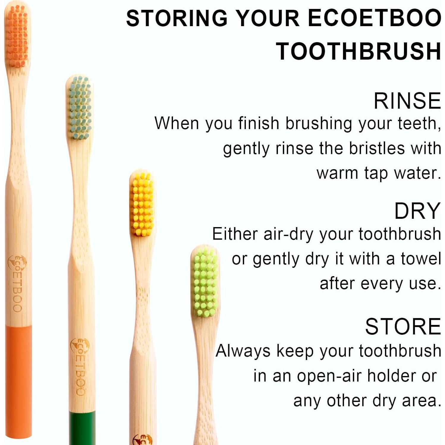 Cepillos de Dientes de Bambú ECOETBOO 10 Paquete Cerda Dura