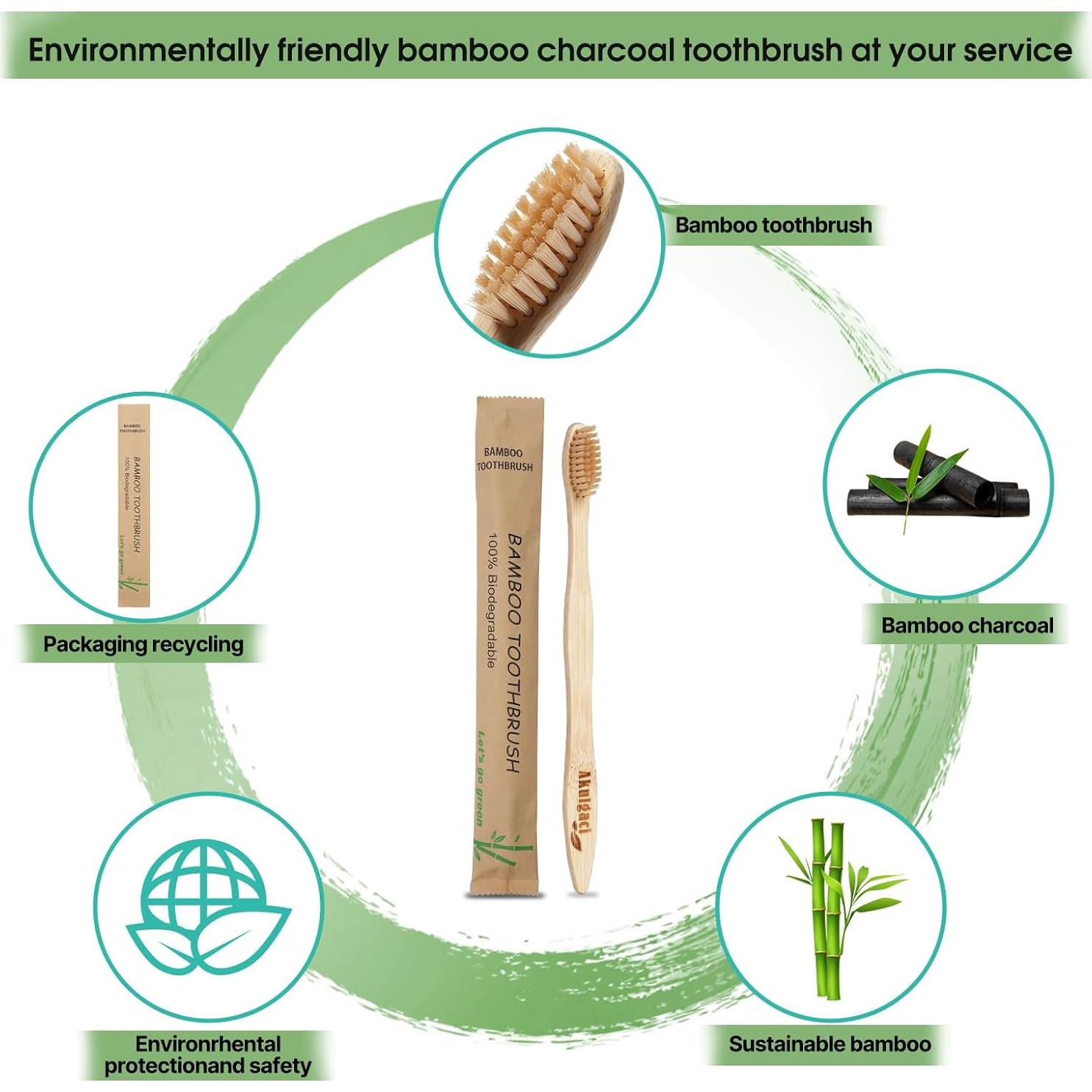 Paquete de 100 cepillos de dientes de bambú Akulgaci ecológicos