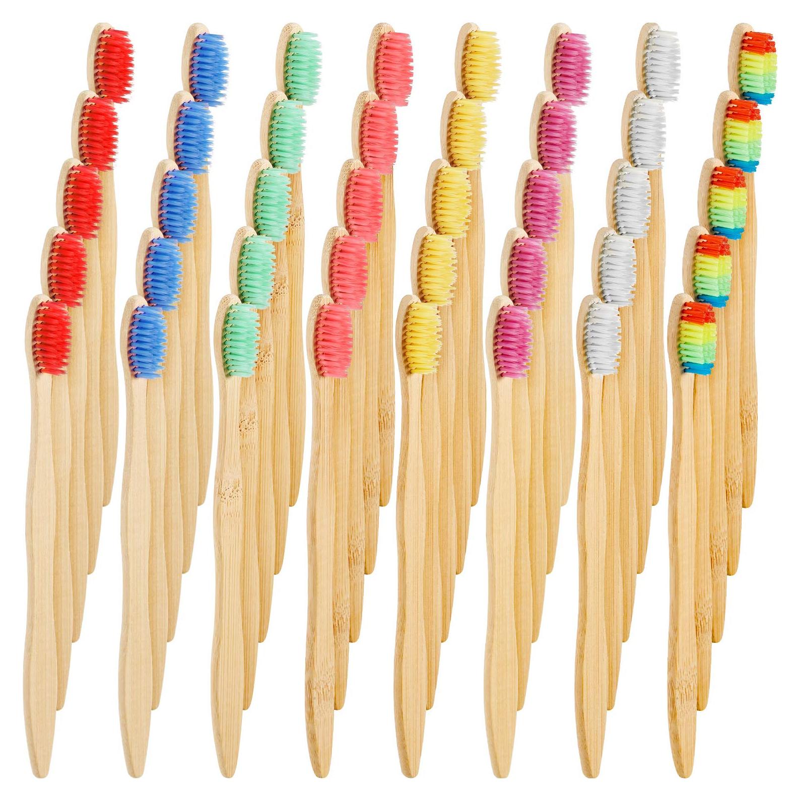 40 Cepillos de Dientes de Bambú Natural Boao Multicolor 19 cm