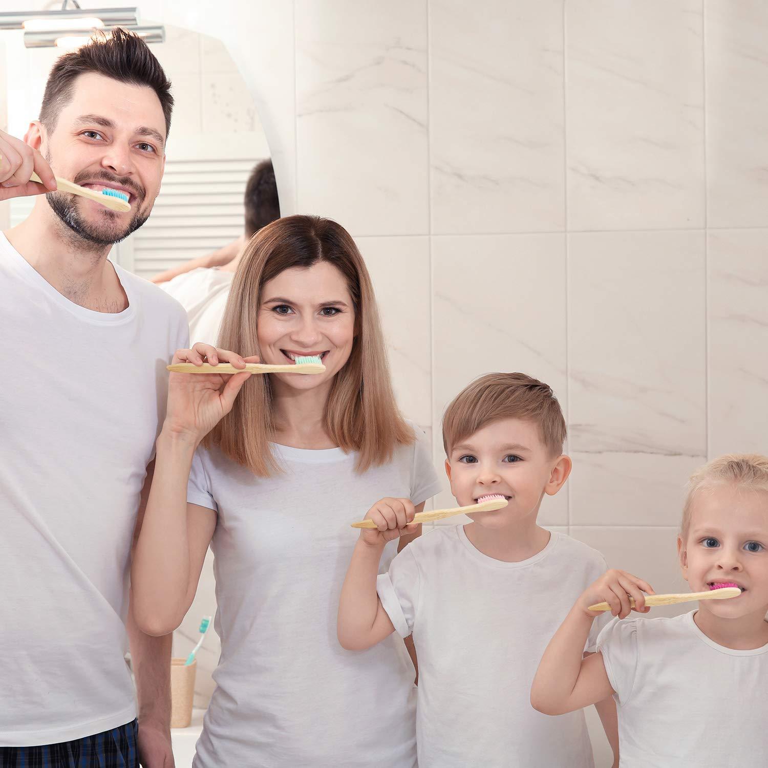 40 Cepillos de Dientes de Bambú Natural Boao Multicolor 19 cm