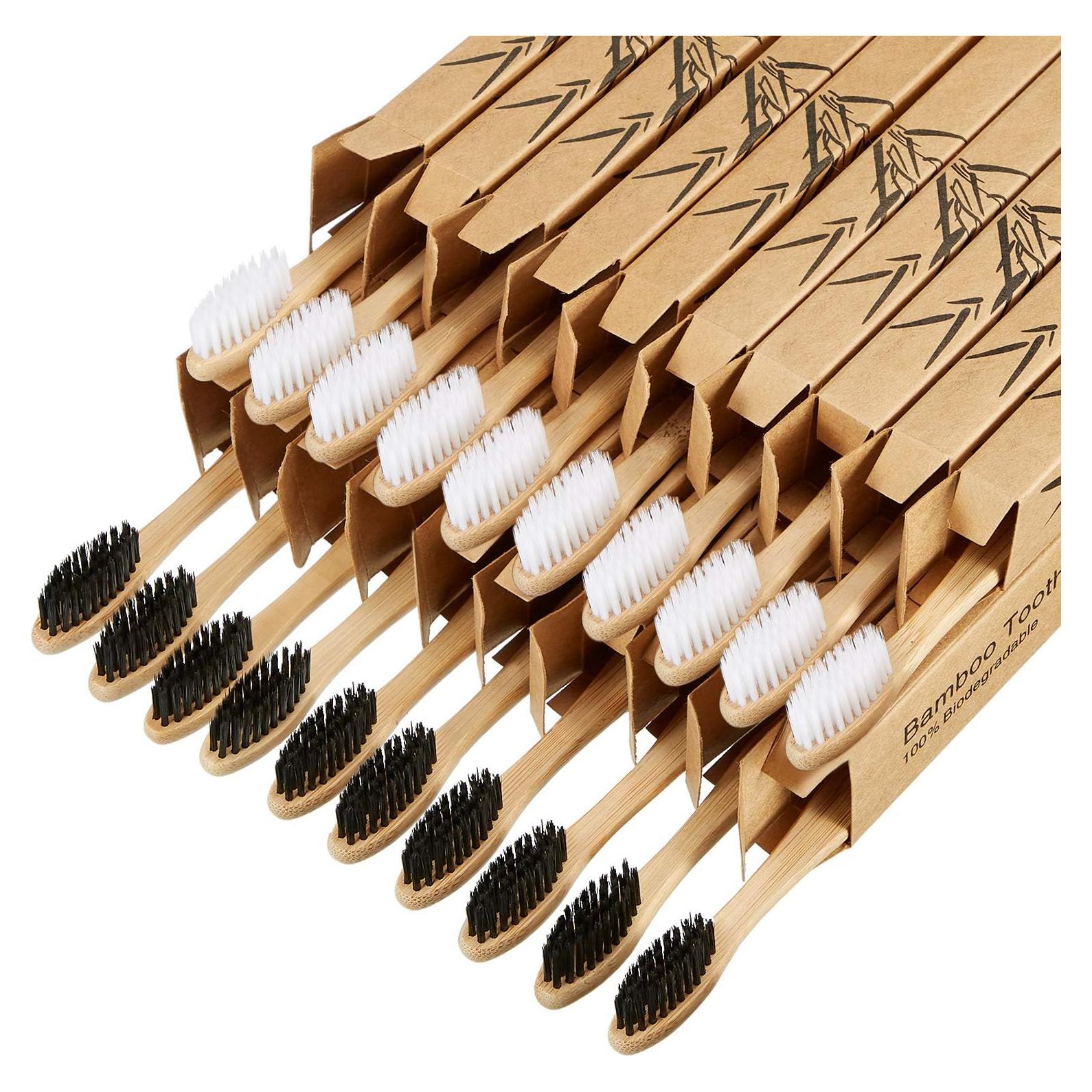 Cepillos de Dientes de Bambú Boao 20 Piezas Cerdas Suaves