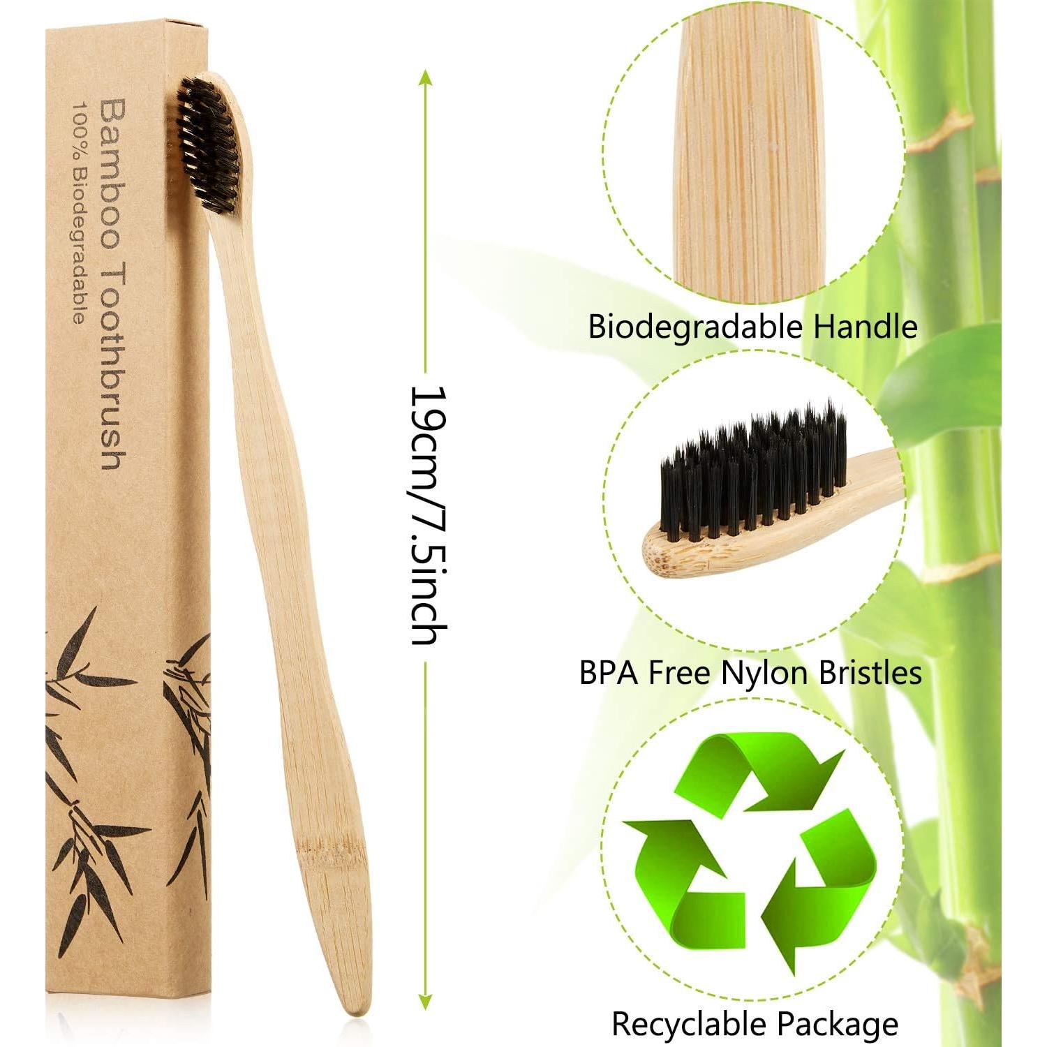 Cepillos de Dientes de Bambú Boao 20 Piezas Cerdas Suaves