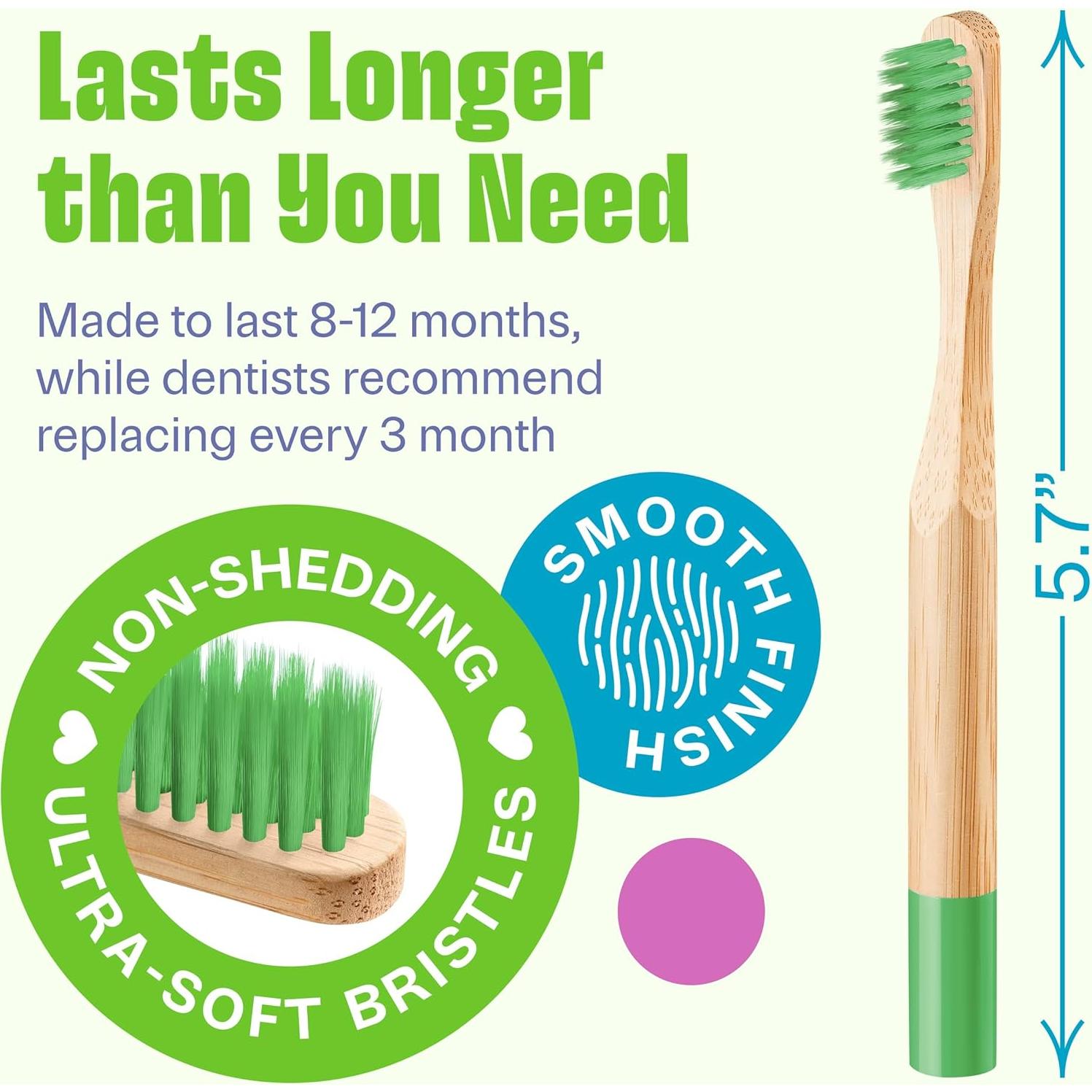 Cepillos de Dientes de Bambú para Niños VIVAGO Paquete 6