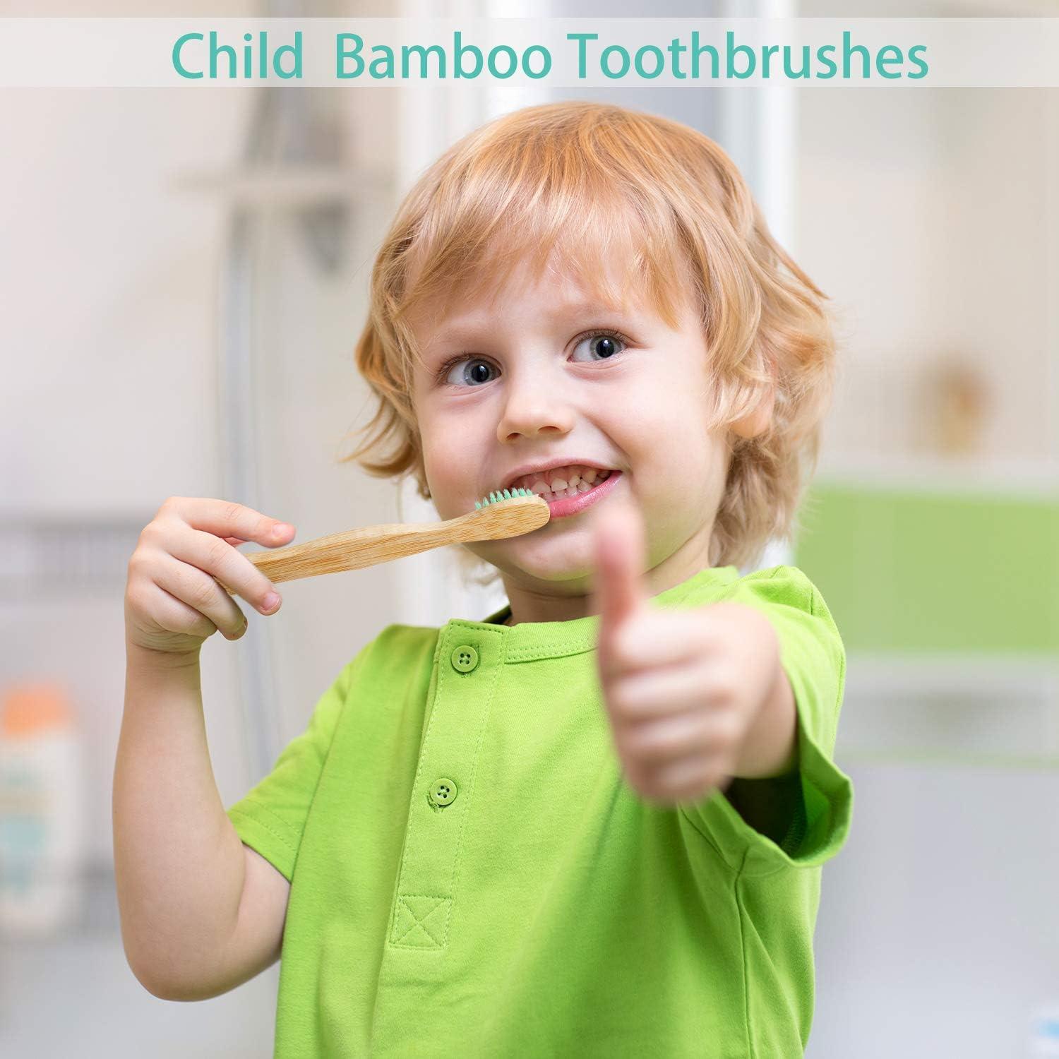 16 Cepillos de Dientes de Bambú para Niños con Cerda Suave