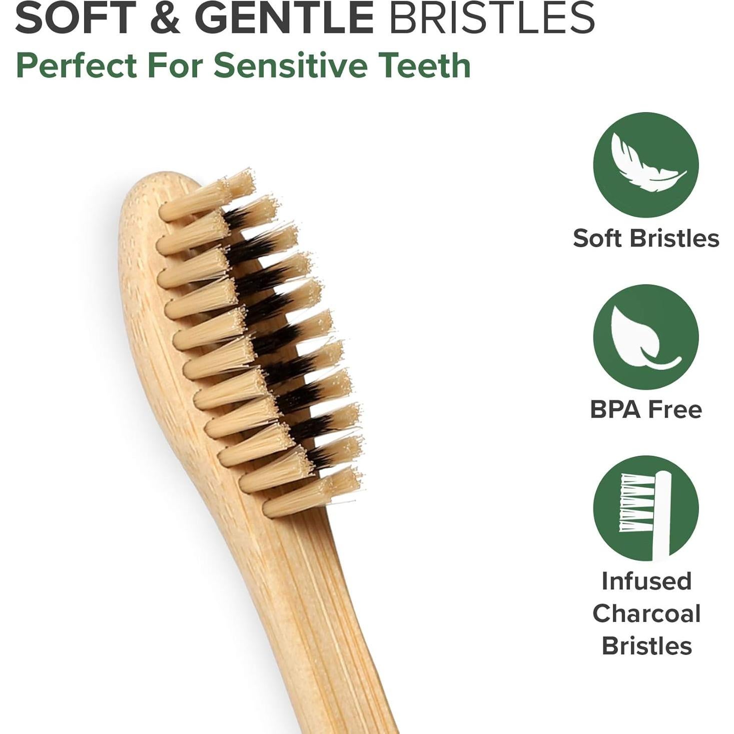 Cepillos de Dientes de Bambú VIVAGO - Suaves y Ecológicos - Paquete de 10