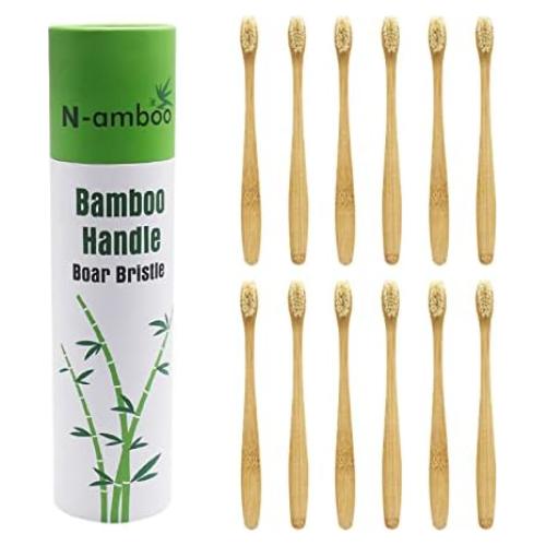 Cepillo de dientes de bambú N-amboo ecológico biodegradable - Paquete de 12