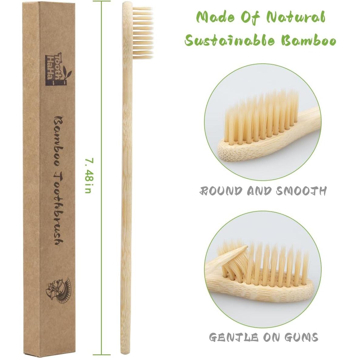 Set de 10 Cepillos de Dientes de Bambú Tooth HaHa - Cerdas Suaves