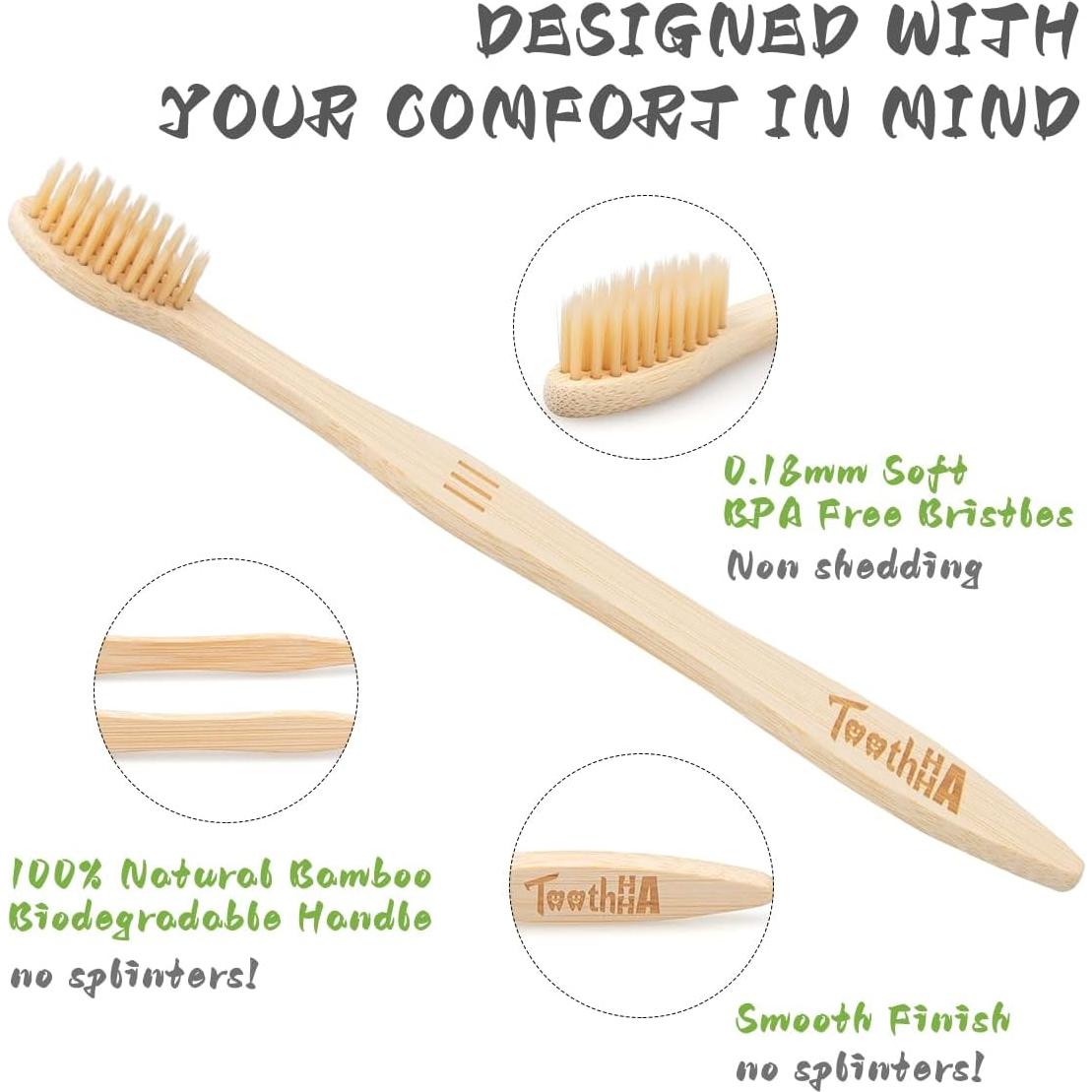 Set de 10 Cepillos de Dientes de Bambú Tooth HaHa - Cerdas Suaves