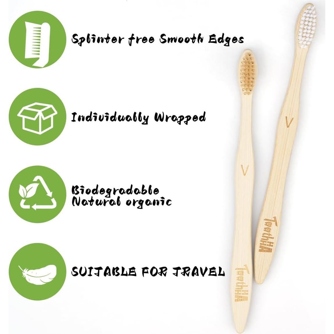 Set de 10 Cepillos de Dientes de Bambú Tooth HaHa - Cerdas Suaves