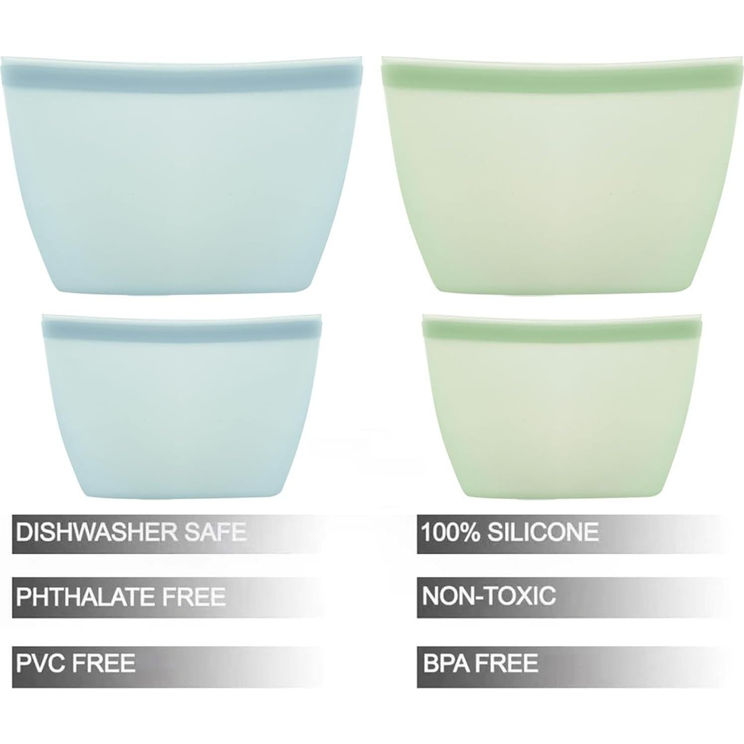 Bolsas de Almacenamiento de Silicona PandaEar 4 Pzas 1008ml 500ml