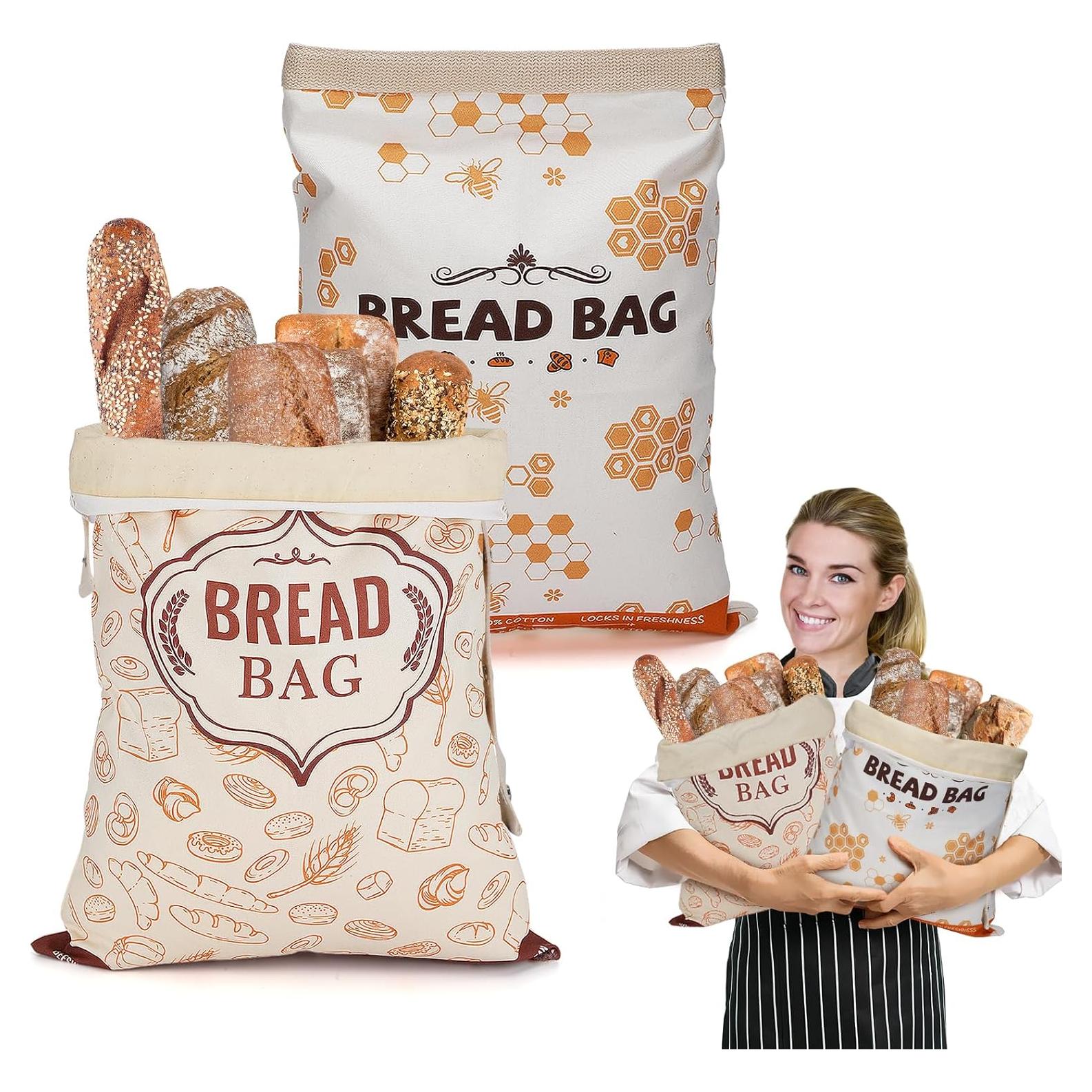 Bolsas de Pan Reutilizables ANPHSIN 43x32 cm Cera de Abeja 2 Pcs