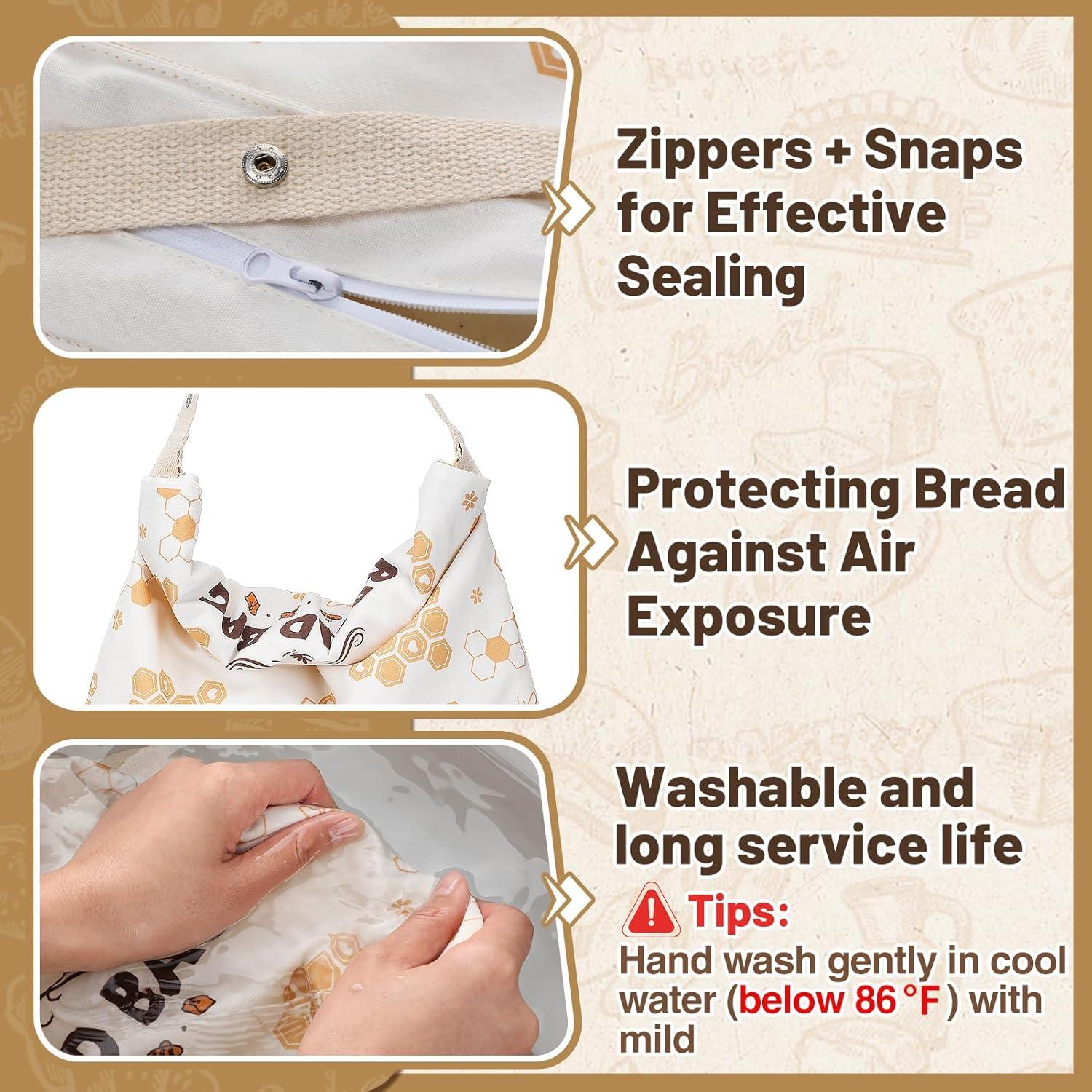 Bolsas de Pan Reutilizables ANPHSIN 43x32 cm Cera de Abeja 2 Pcs