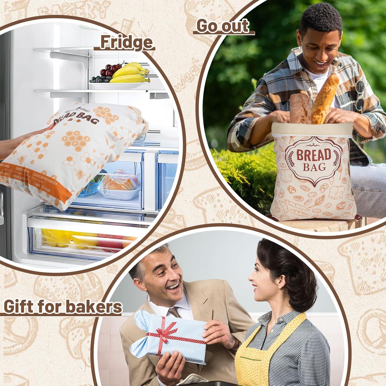 Bolsas de Pan Reutilizables ANPHSIN 43x32 cm Cera de Abeja 2 Pcs