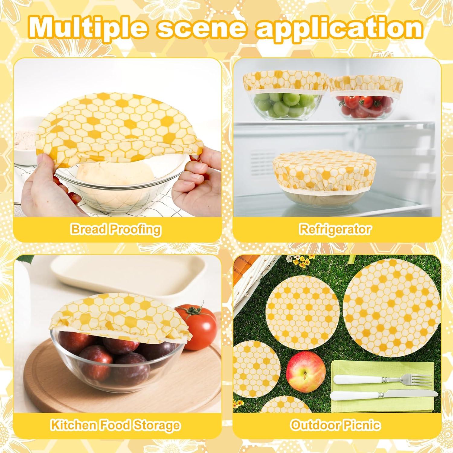 Cubiertas de Cera de Abeja Pinsit - 6 Piezas Reutilizables