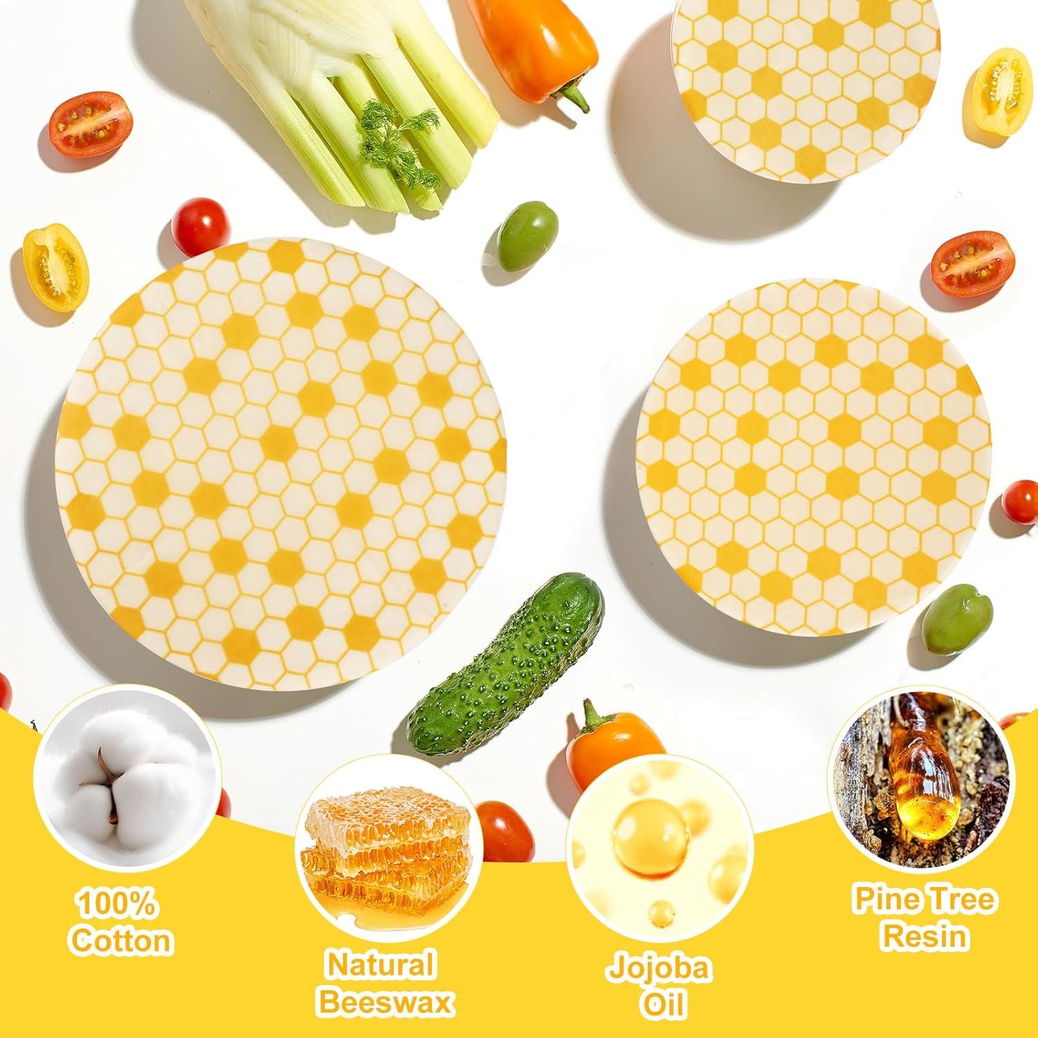 Cubiertas de Cera de Abeja Pinsit - 6 Piezas Reutilizables