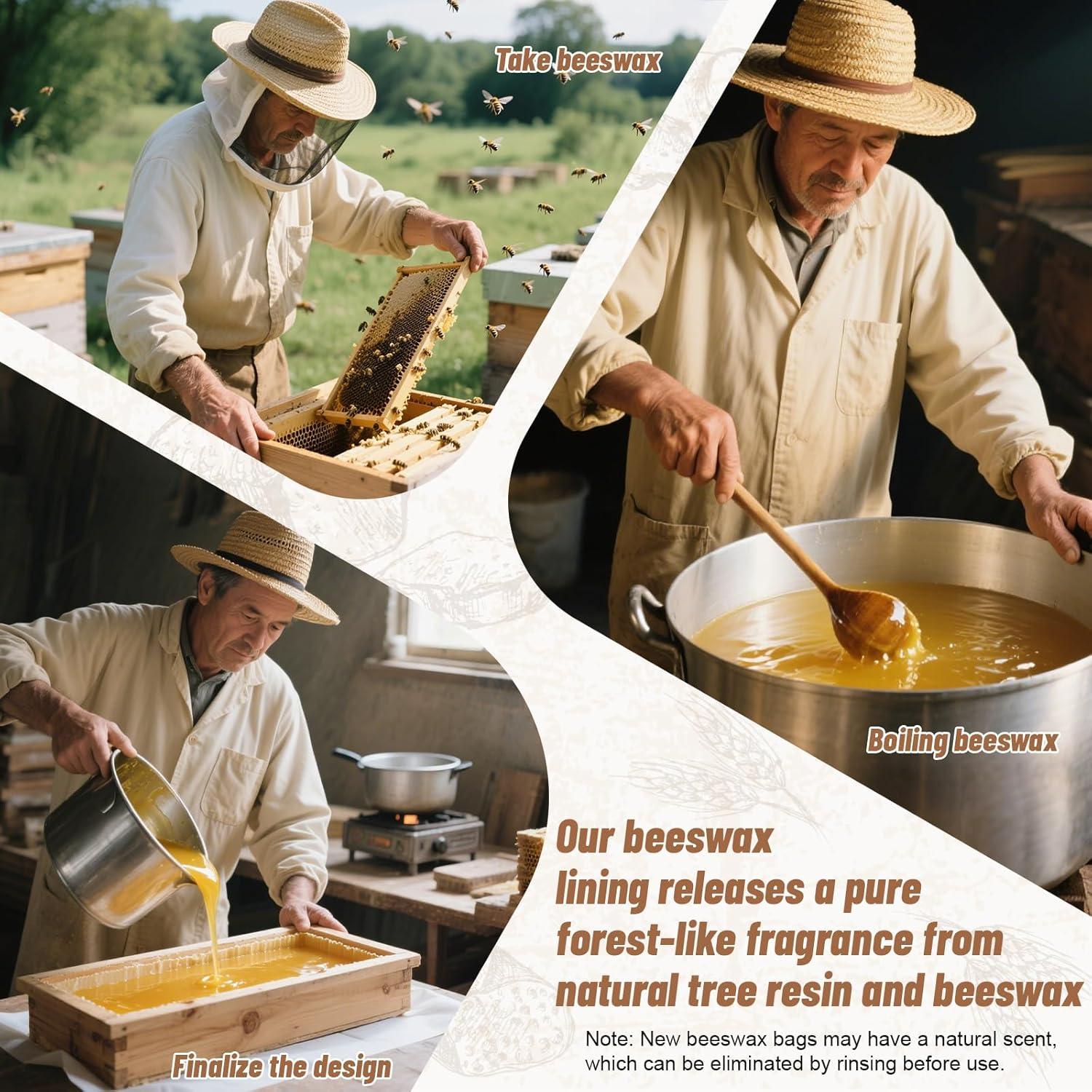 Bolsa de Pan de Cera de Abeja CINNIE&JHIN Rosa XL 33x43cm 2 Piezas