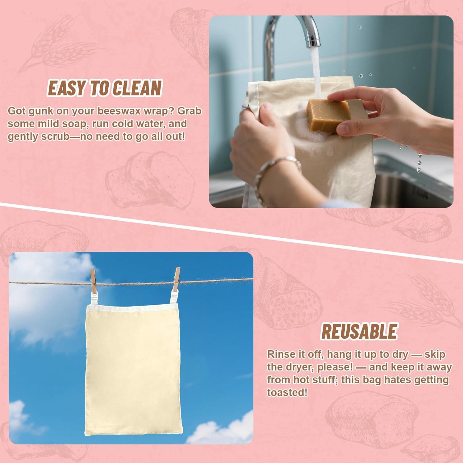 Bolsa de Pan de Cera de Abeja CINNIE&JHIN Rosa XL 33x43cm 2 Piezas