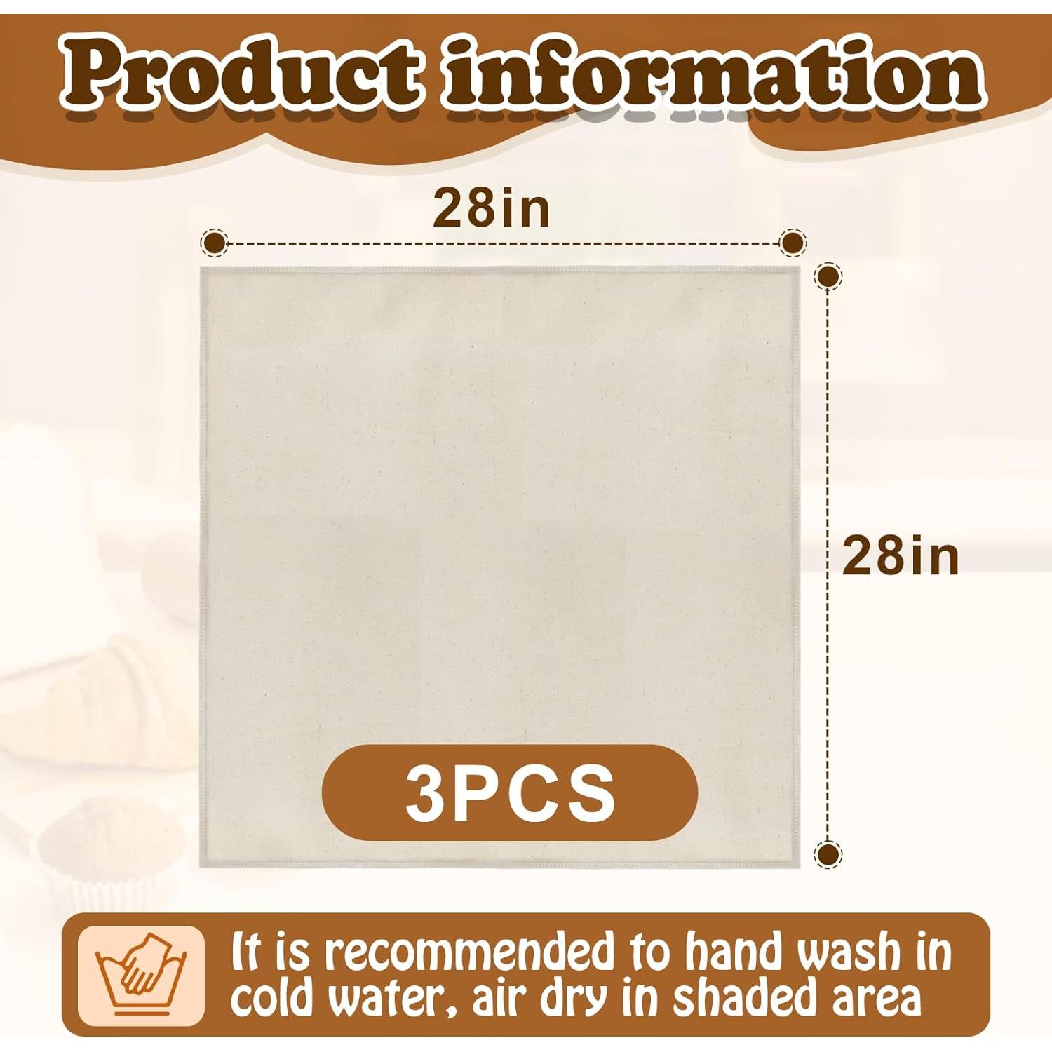 3 Toallas de Hornear Pan de Algodón ANPHSIN 71 cm Ecológicas