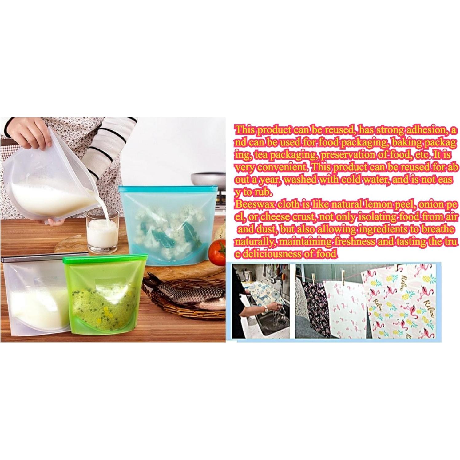 Set de Almacenamiento Ecológico 7 Piezas Silicona y Cera de Abeja