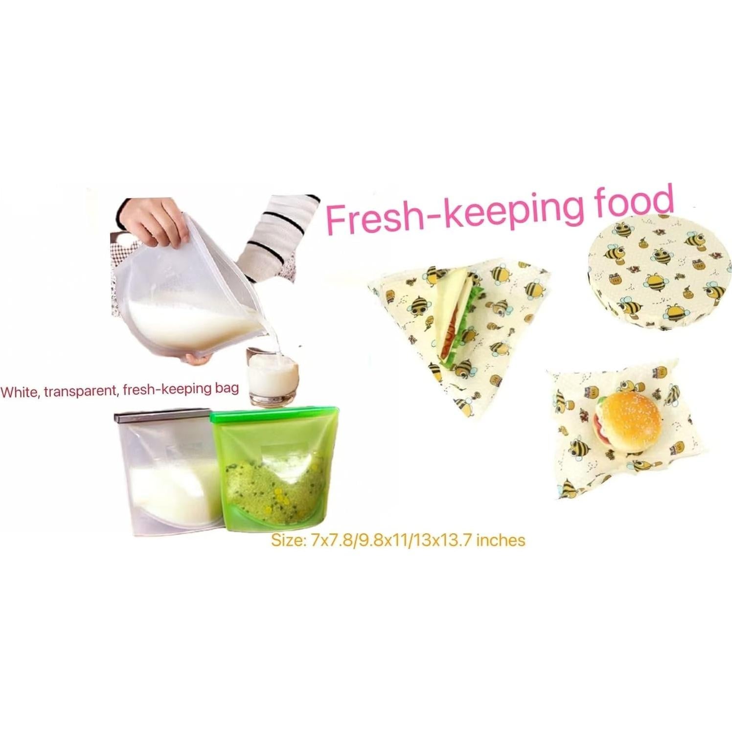 Set de Almacenamiento Ecológico 7 Piezas Silicona y Cera de Abeja